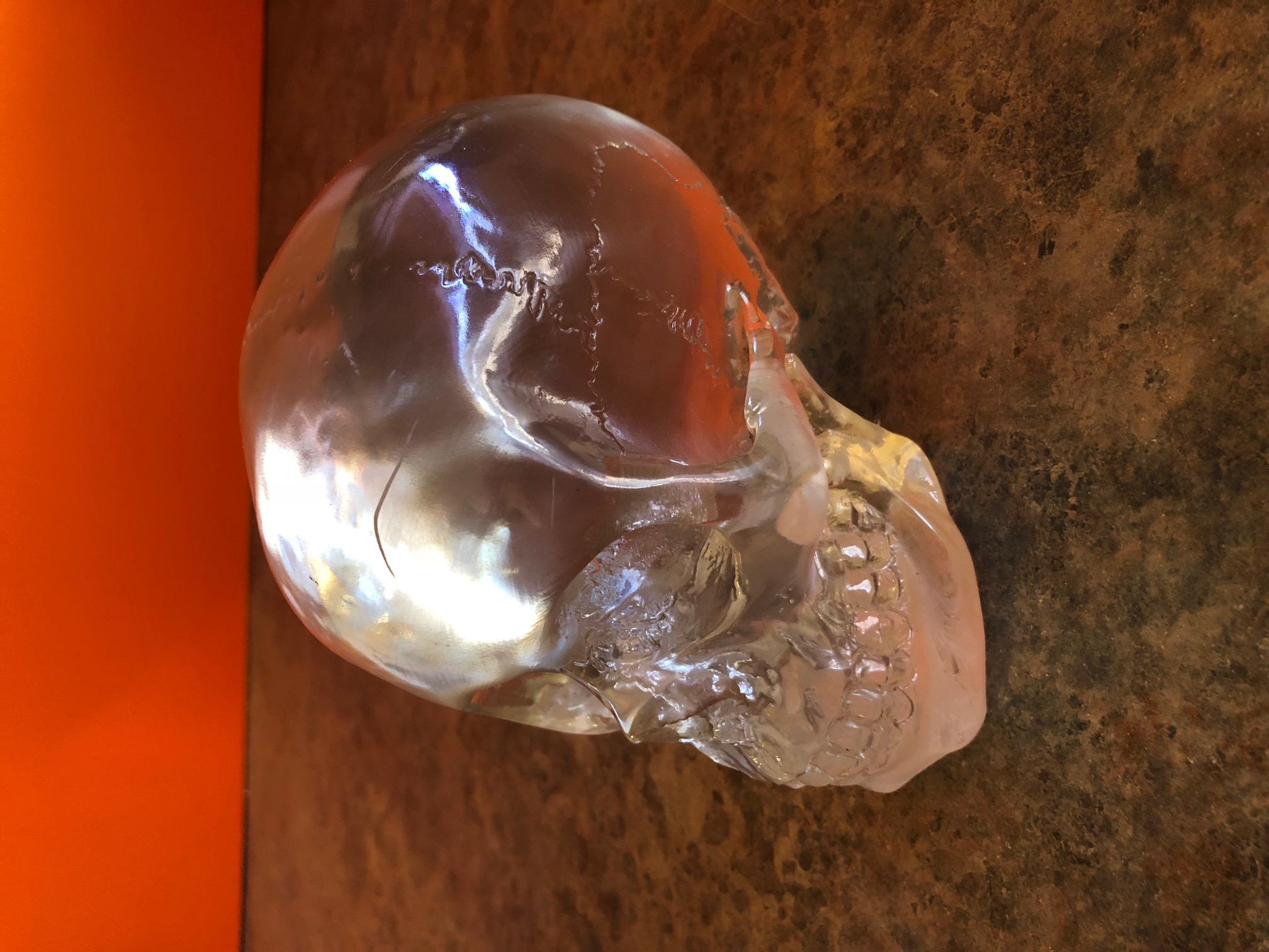 Lucite Skull or Skeleton Sculpture or Paperweight In Good Condition In San Diego, CA