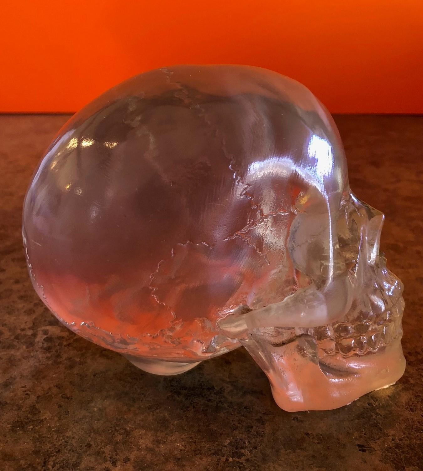 Lucite Skull or Skeleton Sculpture or Paperweight 1