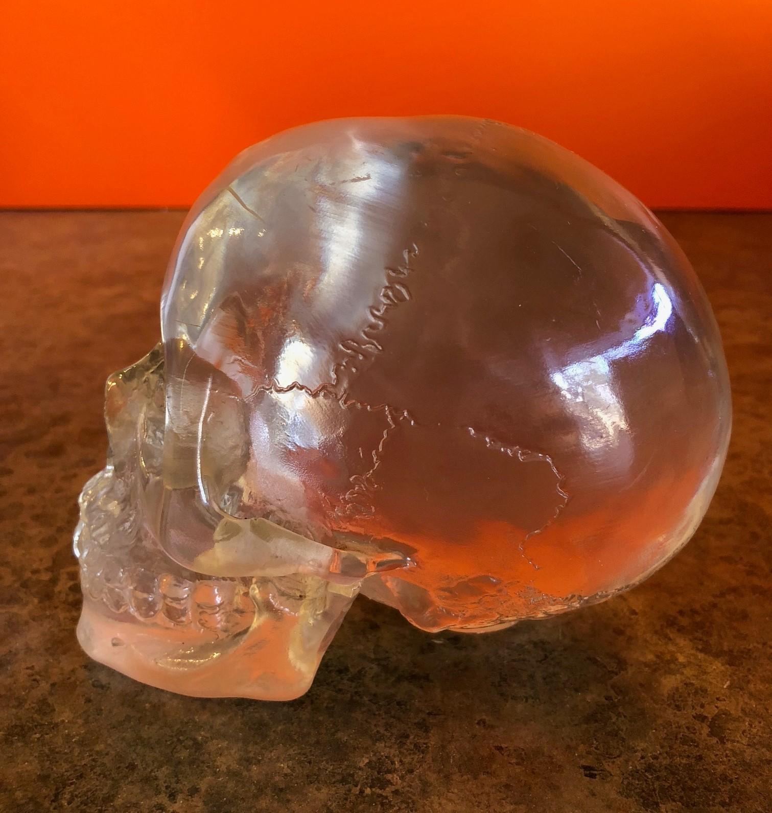 Lucite Skull or Skeleton Sculpture or Paperweight 2