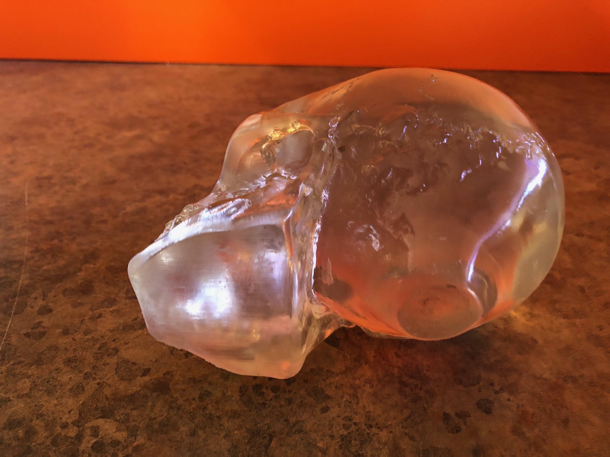 Lucite Skull or Skeleton Sculpture or Paperweight 3