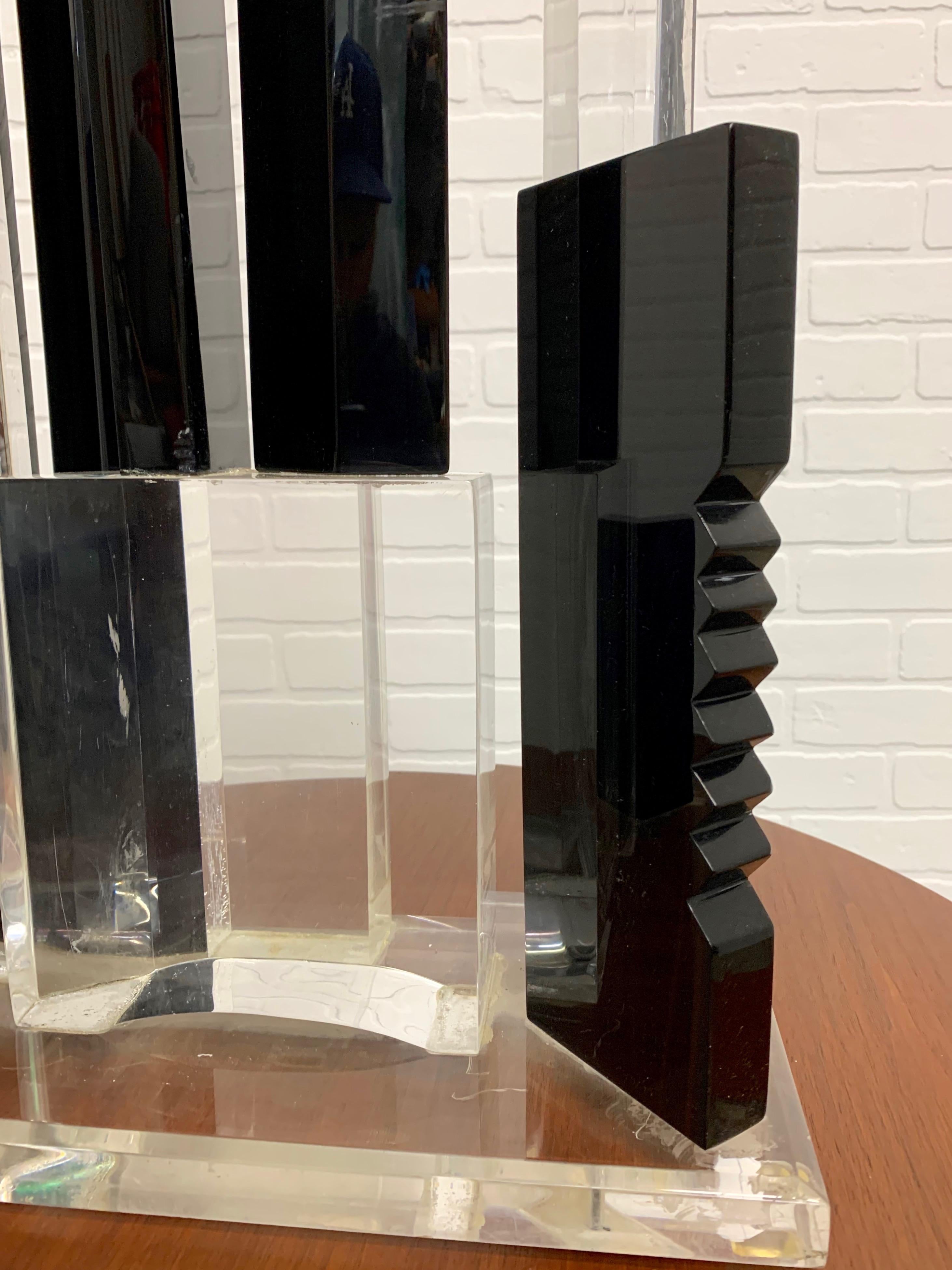 Post-Modern Lucite Skyscraper Sculpture by Van Teal
