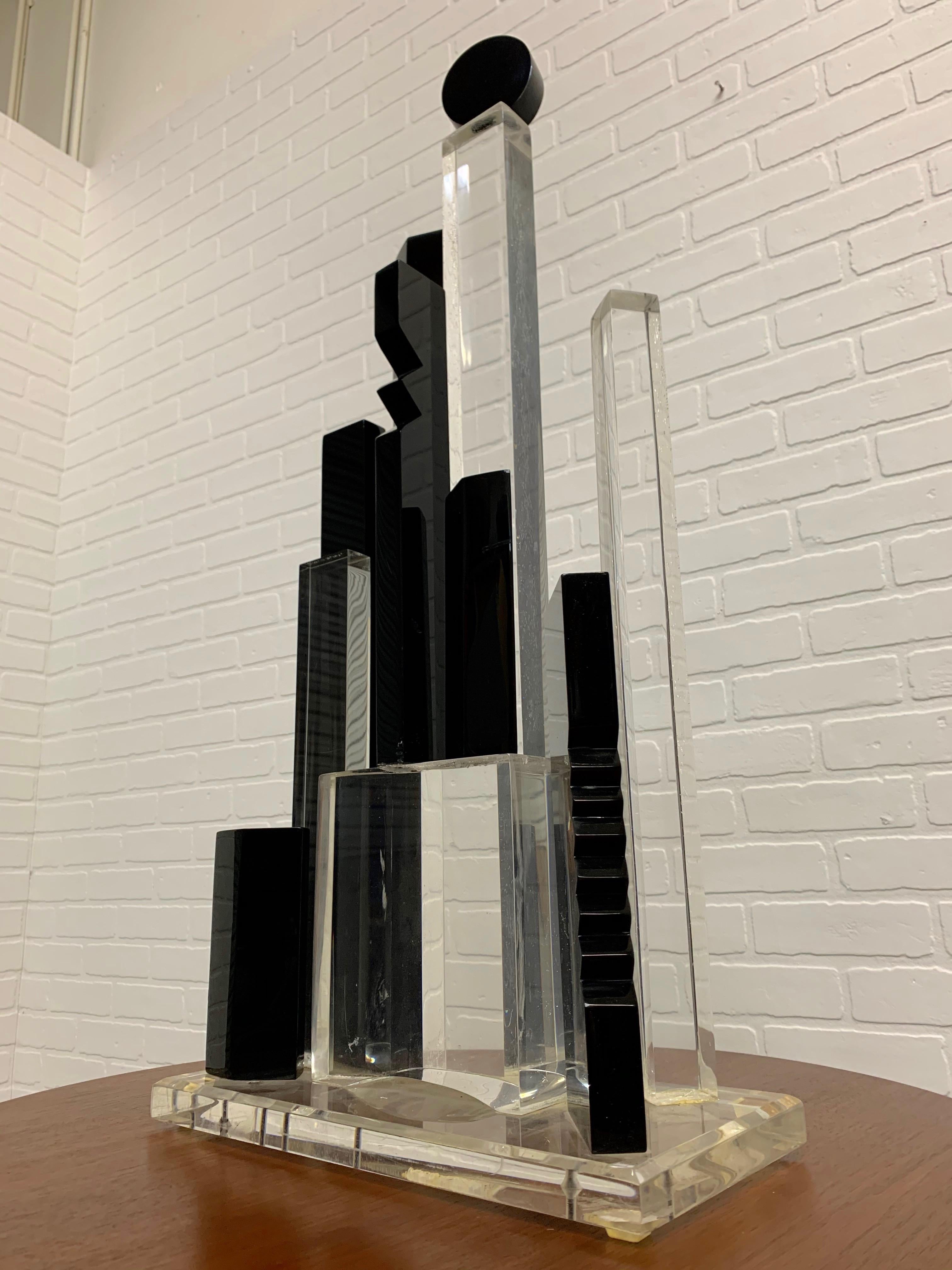 North American Lucite Skyscraper Sculpture by Van Teal