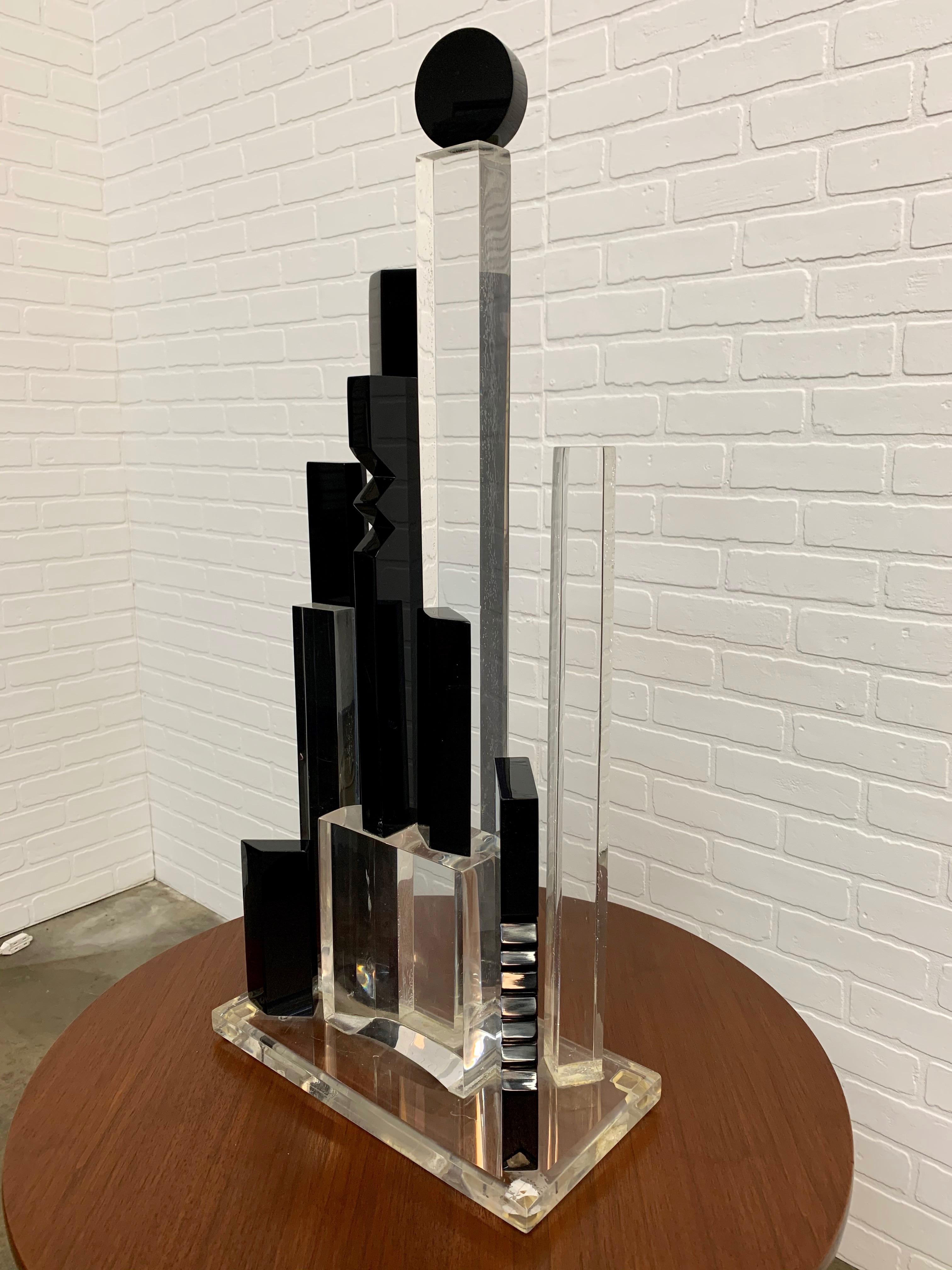 Lucite Skyscraper Sculpture by Van Teal In Good Condition In Denton, TX