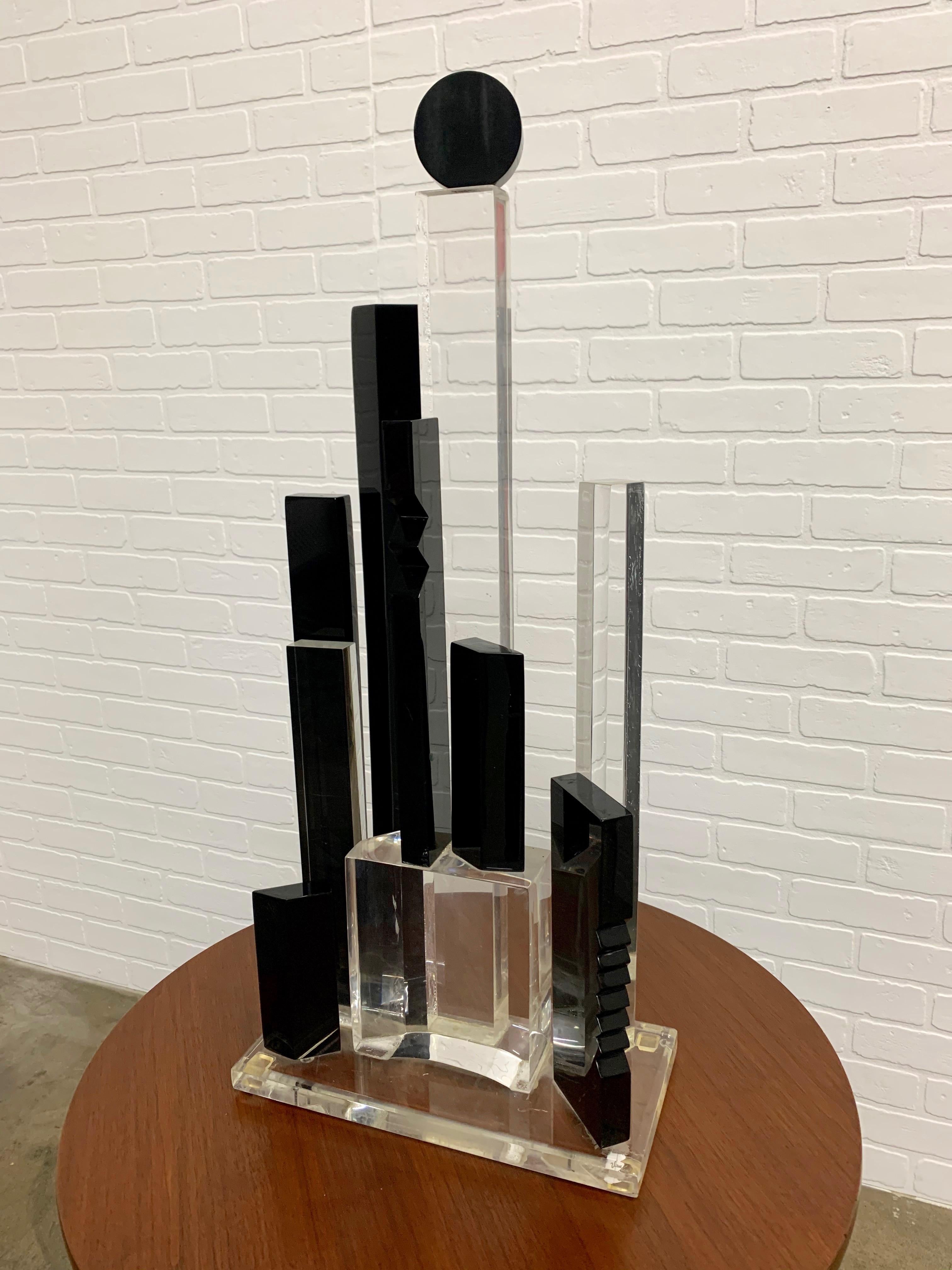 Acrylic Lucite Skyscraper Sculpture by Van Teal