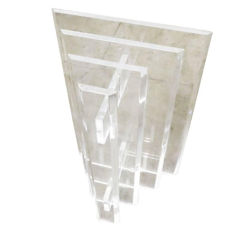 Modern Lucite Skyscraper Style Dining Table with Six Matching Chairs