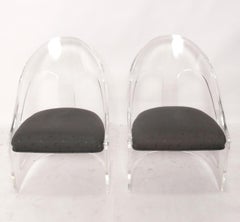 Lucite Slipper Lounge Stühle Reupolstered In Ihrem Stoff Mid Century Modern