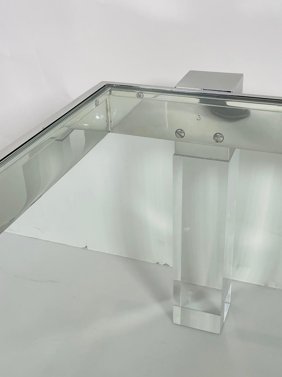 Lucite & Solid Stainless Steel Coffee Table by Amparo Calderon Tapia For Sale 3