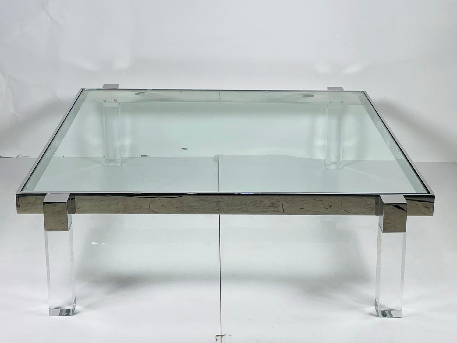 Lucite & Solid Stainless Steel Coffee Table by Amparo Calderon Tapia For Sale 4