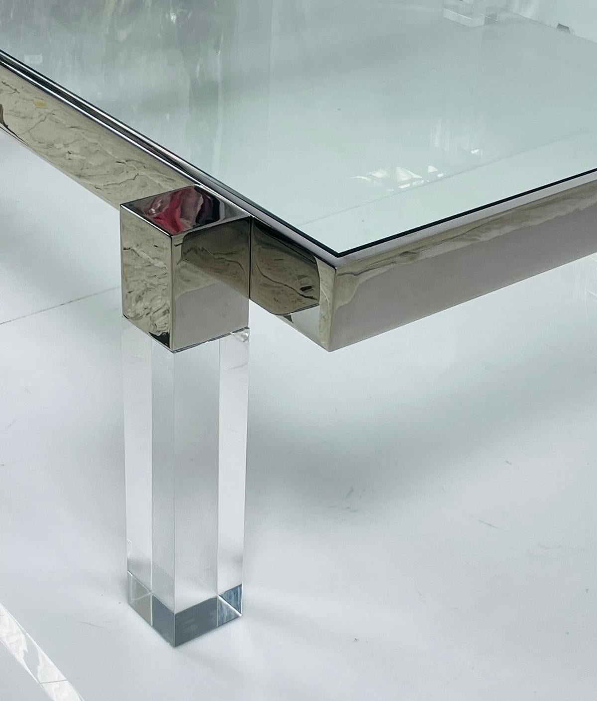 Lucite & Solid Stainless Steel Coffee Table by Amparo Calderon Tapia For Sale 5