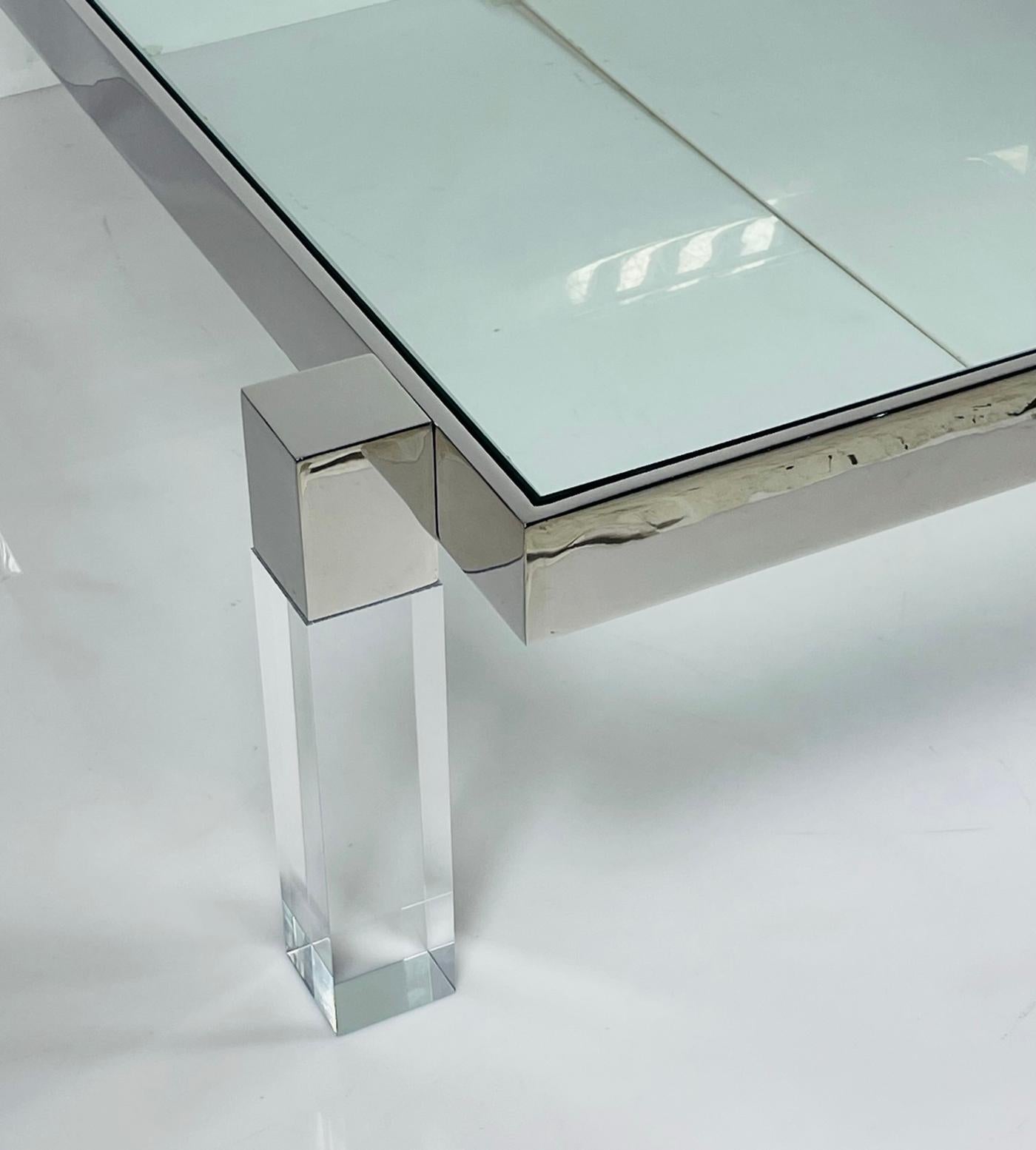 Lucite & Solid Stainless Steel Coffee Table by Amparo Calderon Tapia For Sale 6
