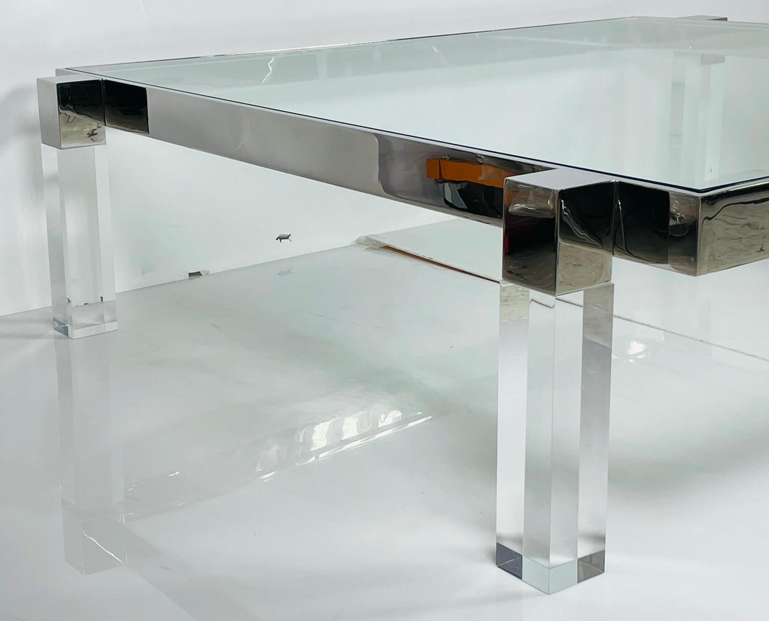 Lucite & Solid Stainless Steel Coffee Table by Amparo Calderon Tapia For Sale 7