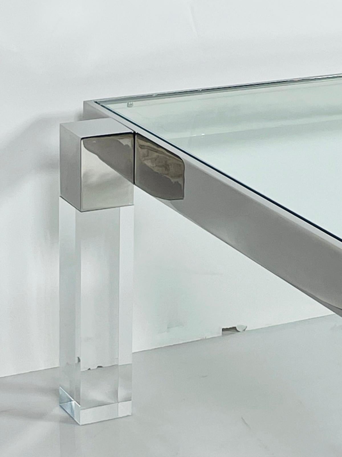 Lucite & Solid Stainless Steel Coffee Table by Amparo Calderon Tapia For Sale 8