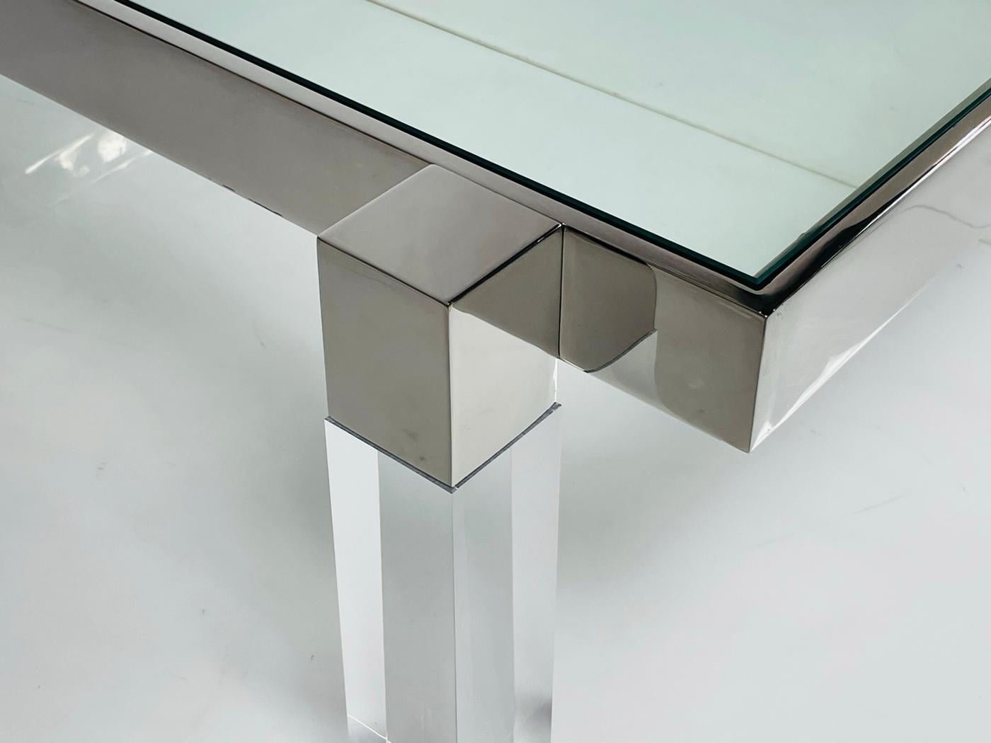 Lucite & Solid Stainless Steel Coffee Table by Amparo Calderon Tapia For Sale 9