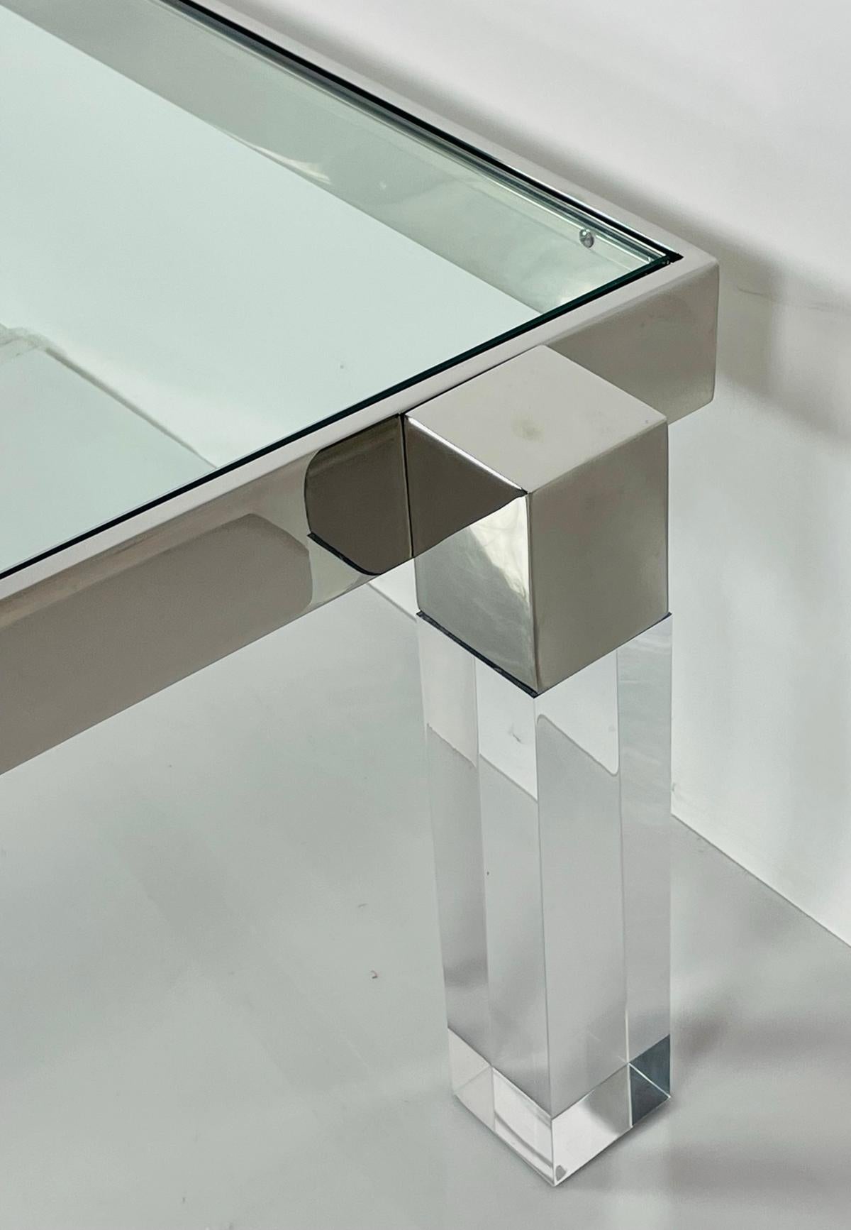 Lucite & Solid Stainless Steel Coffee Table by Amparo Calderon Tapia For Sale 10
