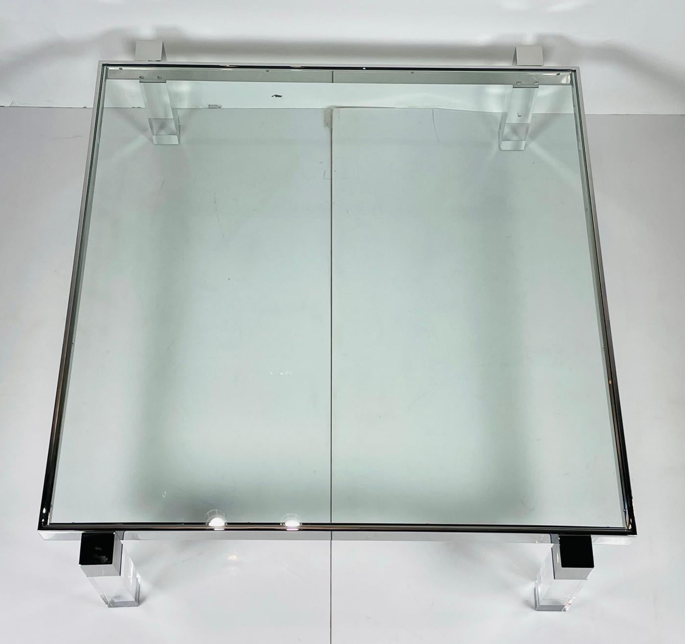 Modern Lucite & Solid Stainless Steel Coffee Table by Amparo Calderon Tapia For Sale