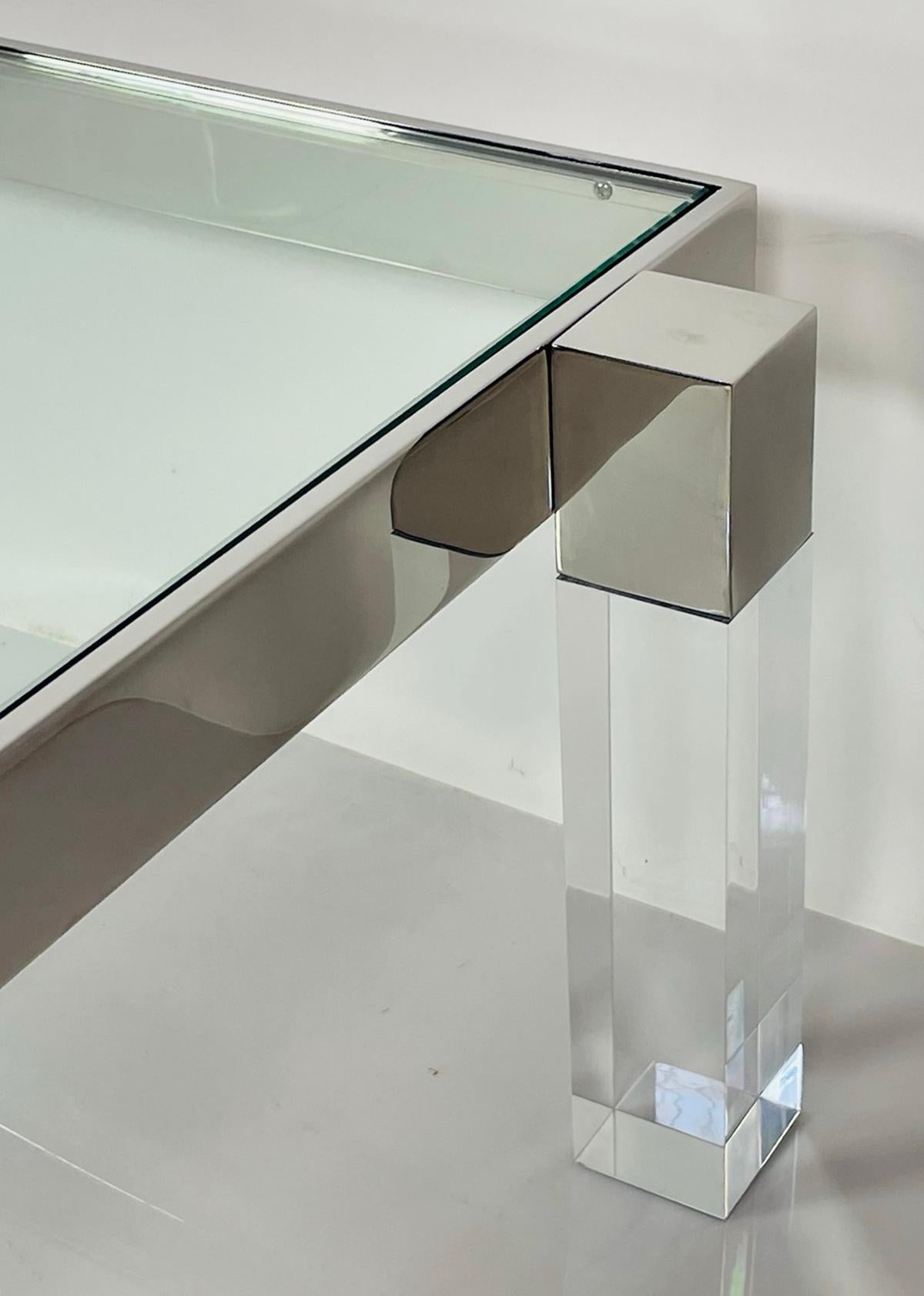 Lucite & Solid Stainless Steel Coffee Table by Amparo Calderon Tapia In Good Condition For Sale In Los Angeles, CA