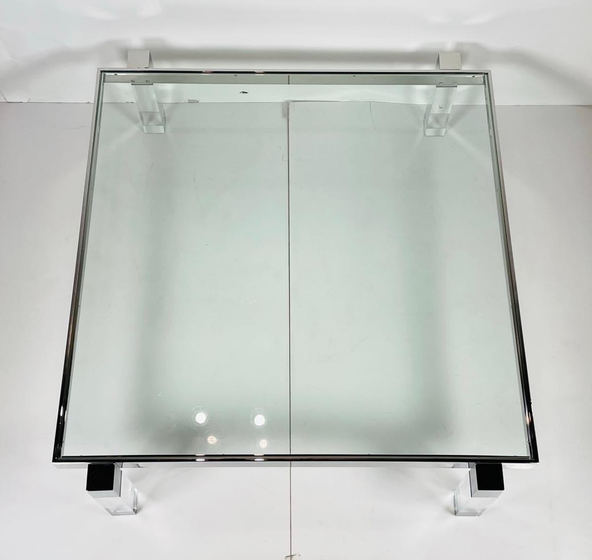 Lucite & Solid Stainless Steel Coffee Table by Amparo Calderon Tapia For Sale 1