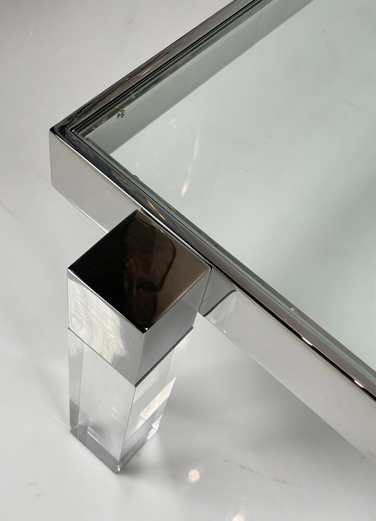 Lucite & Solid Stainless Steel Coffee Table by Amparo Calderon Tapia For Sale 2