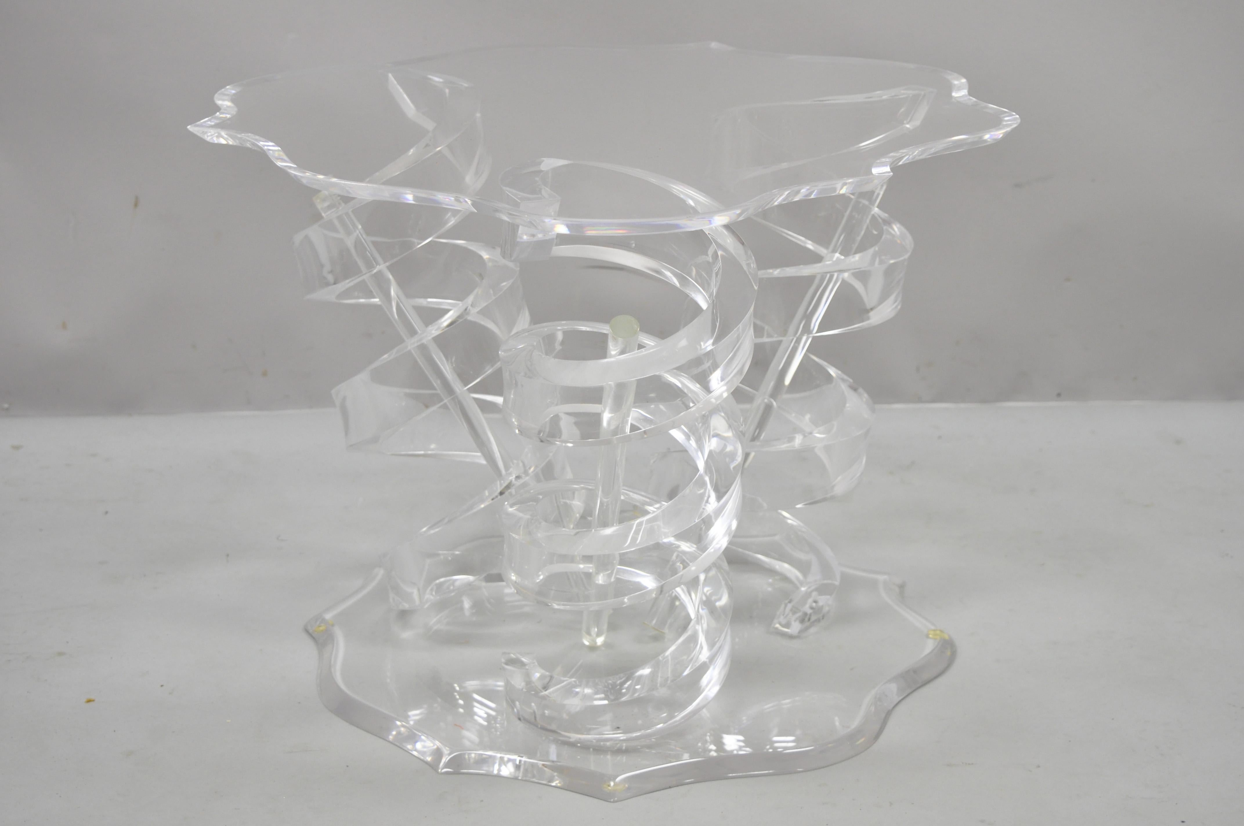 Lucite Spiral Coil Spring Base Mid-Century Modern Coffee Table For Sale 8