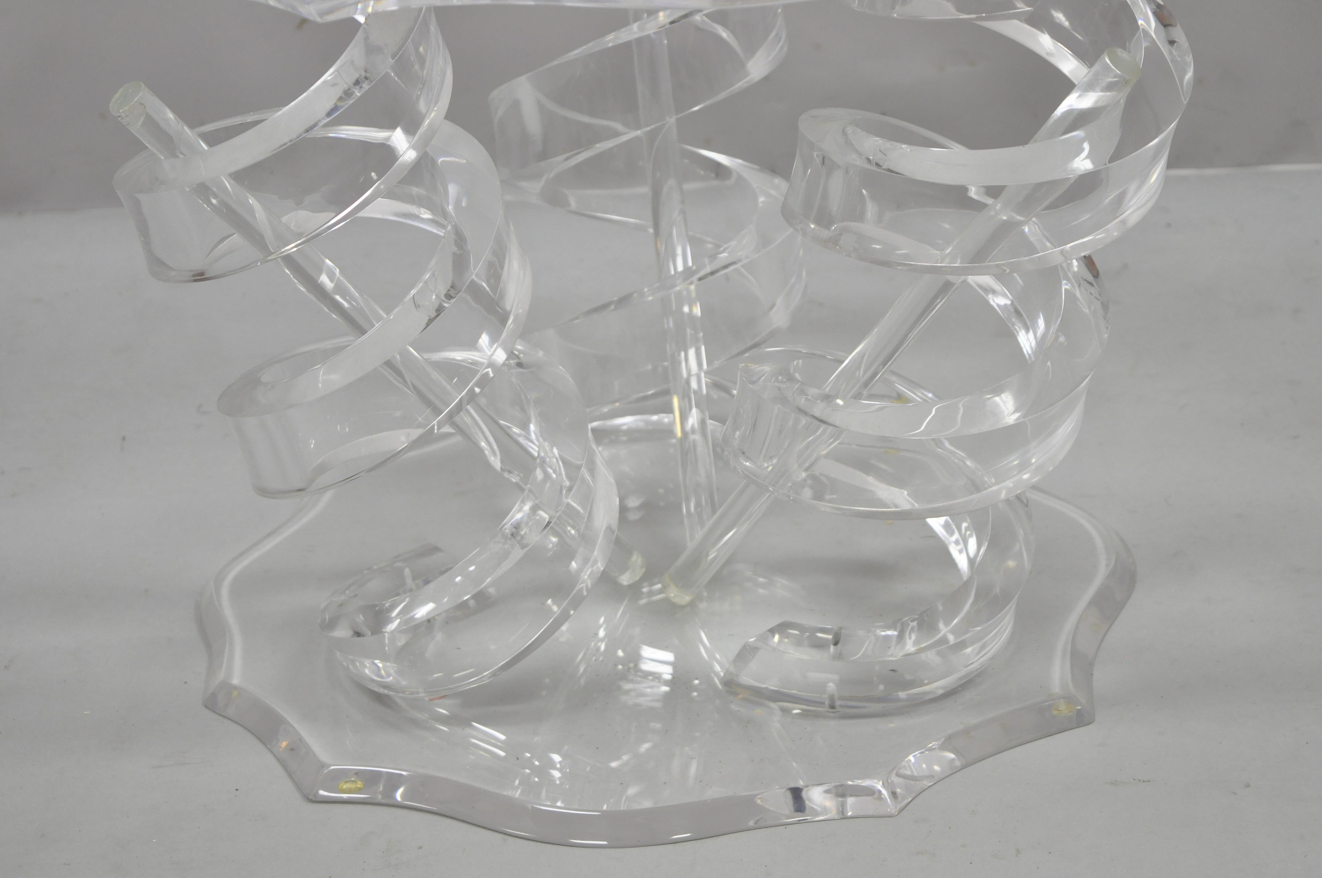 Lucite Spiral Coil Spring Base Mid-Century Modern Coffee Table In Good Condition For Sale In Philadelphia, PA