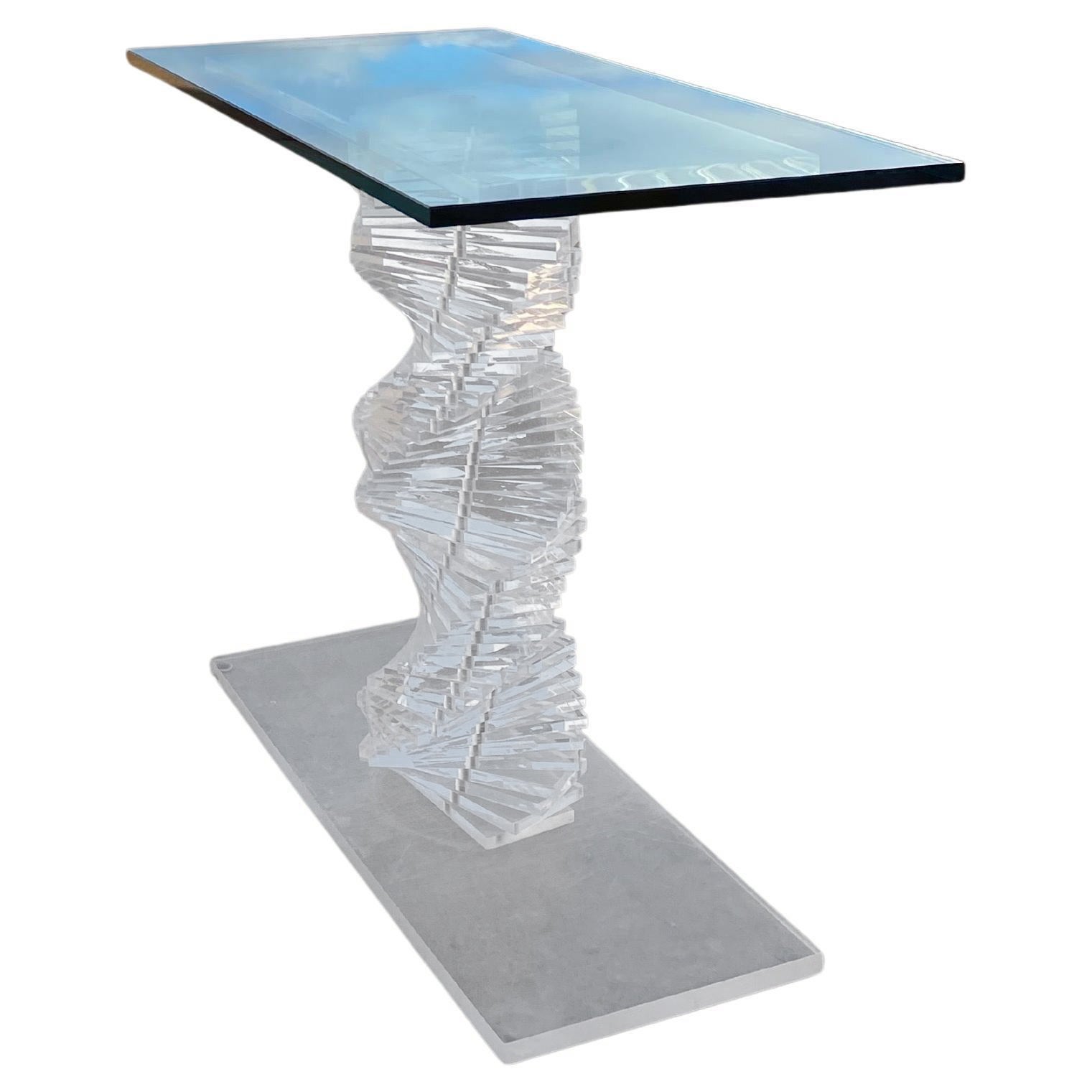 Tavolo consolle a spirale in lucite in vendita