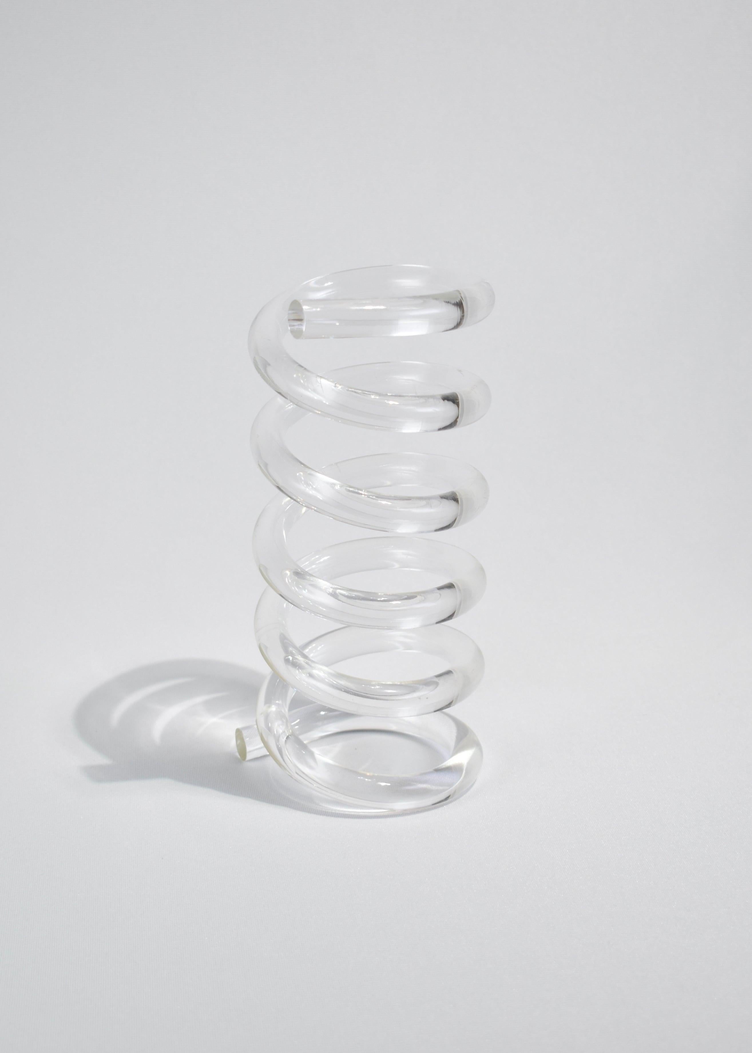 Beautiful vintage lucite spiral sculpture by Dorothy Thorpe. May be used as an organizer for letters or displayed on its own as a sculptural piece.