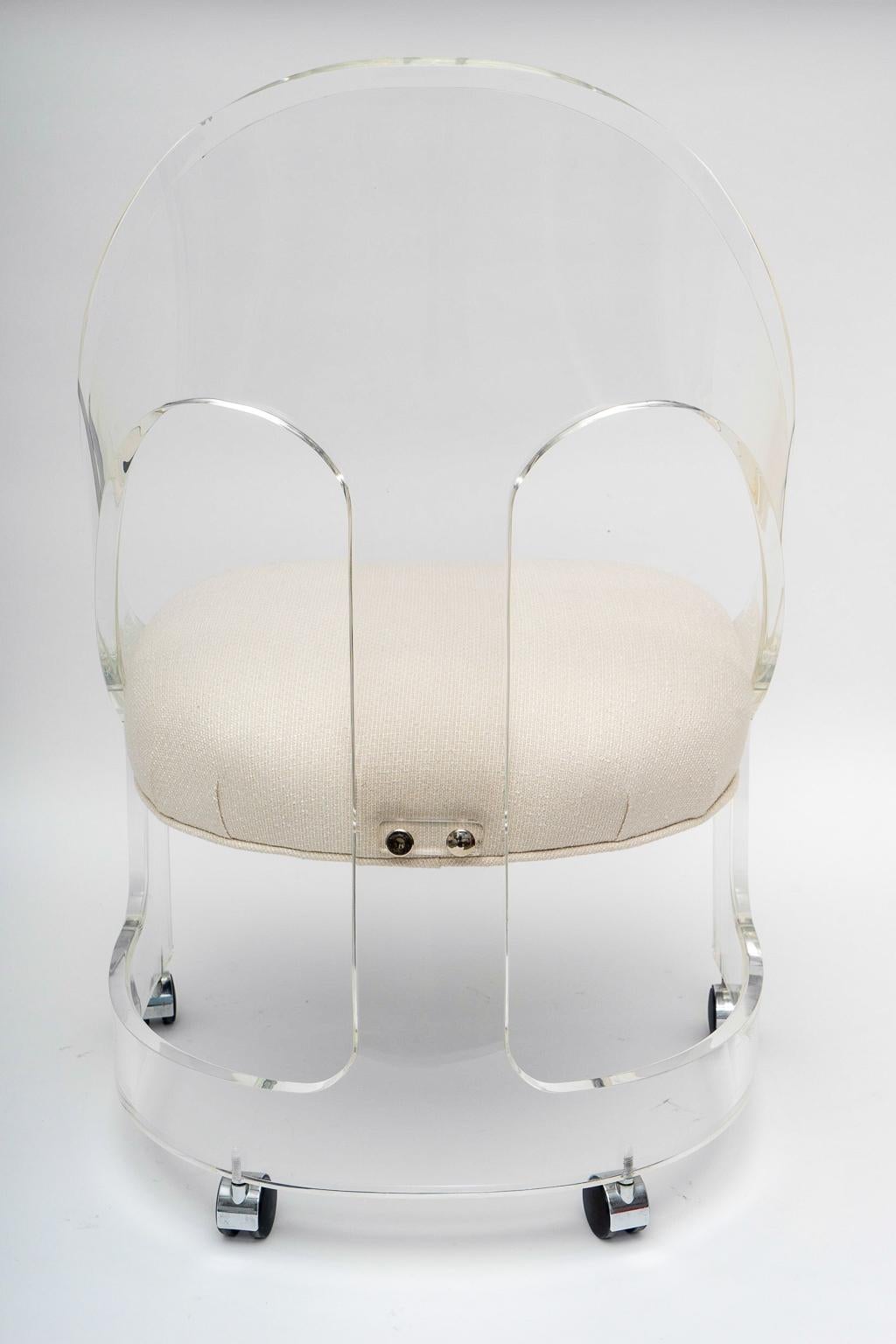 Fabric Lucite Spoon Back Chair