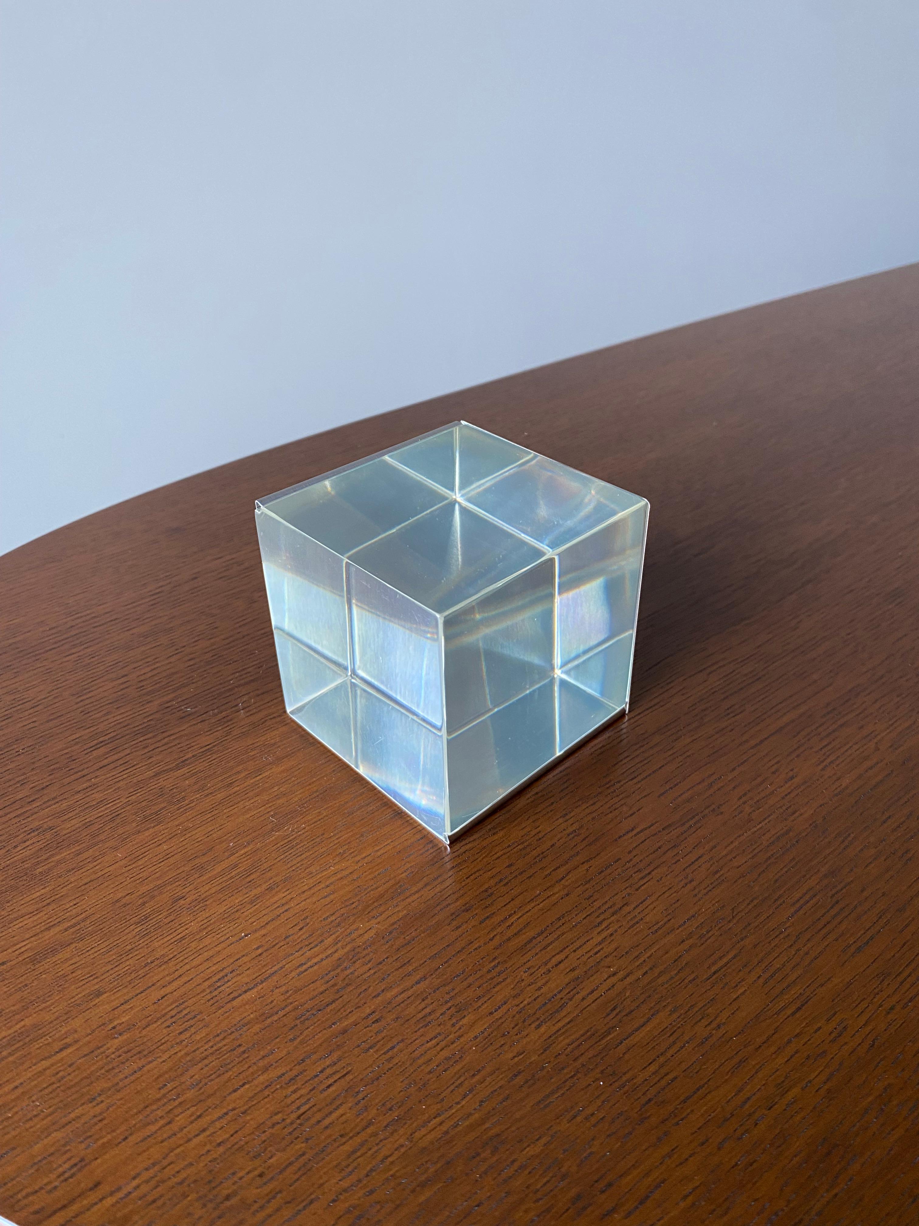 Lucite & Stainless Steel Cube Frame in the style of Bob Cornell, 20th Century 1