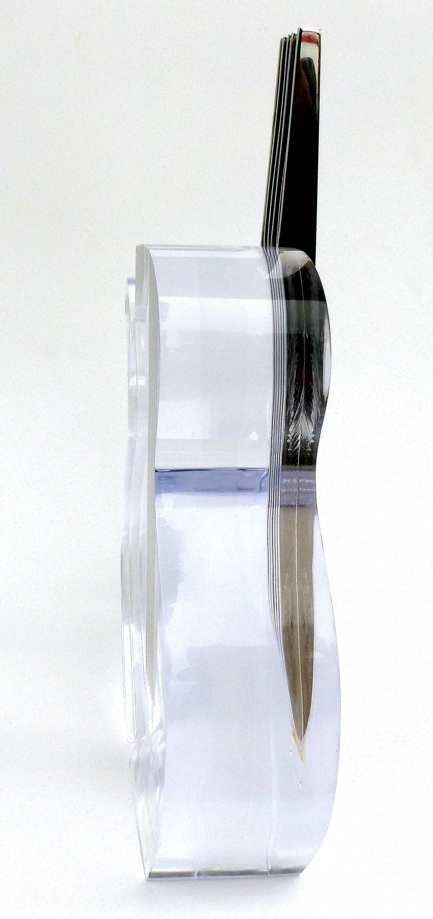 Chrome Custom Lucite and Stainless Steel Sculpture of a Guitar