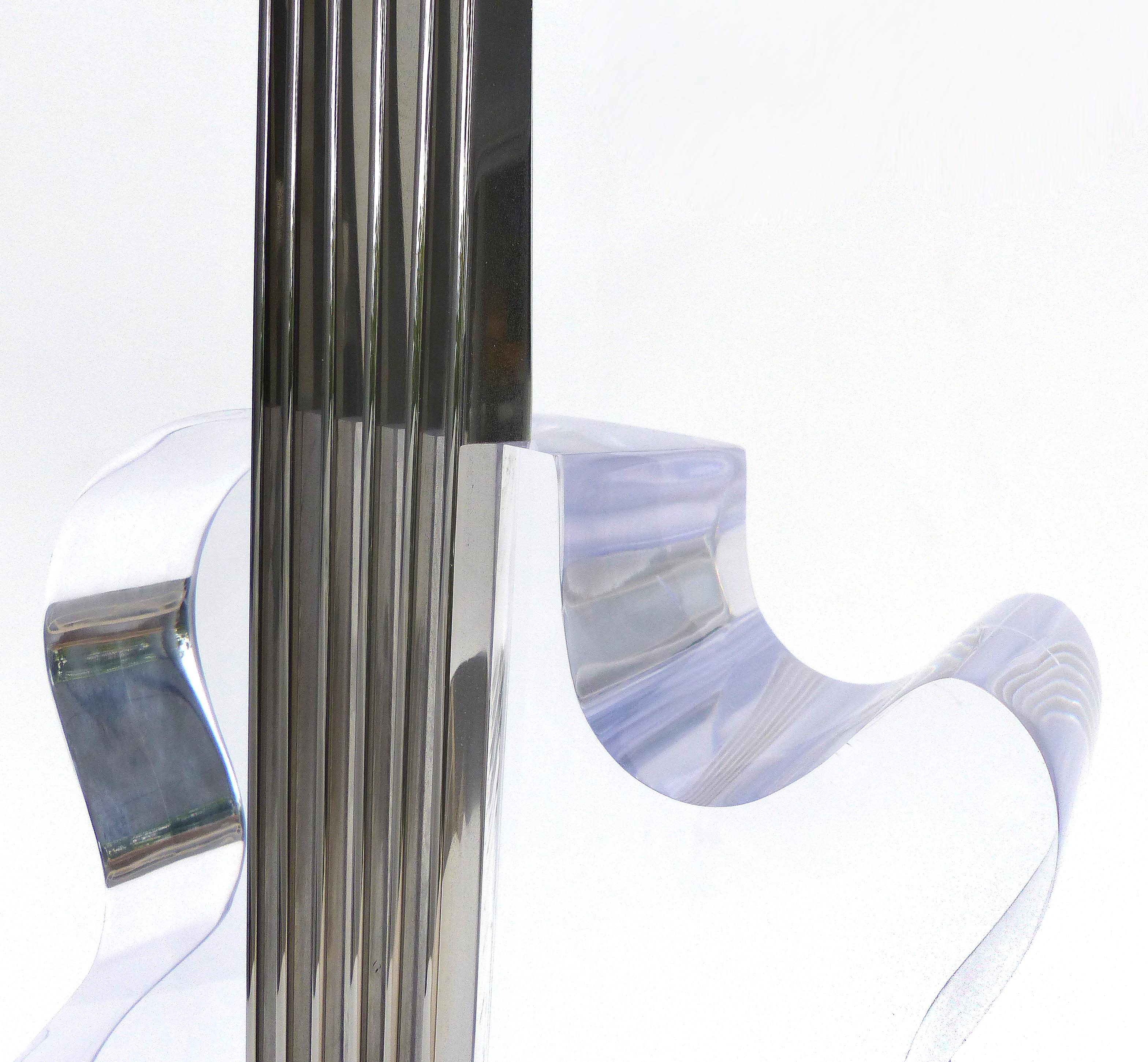 Custom Lucite and Stainless Steel Sculpture of a Guitar 3
