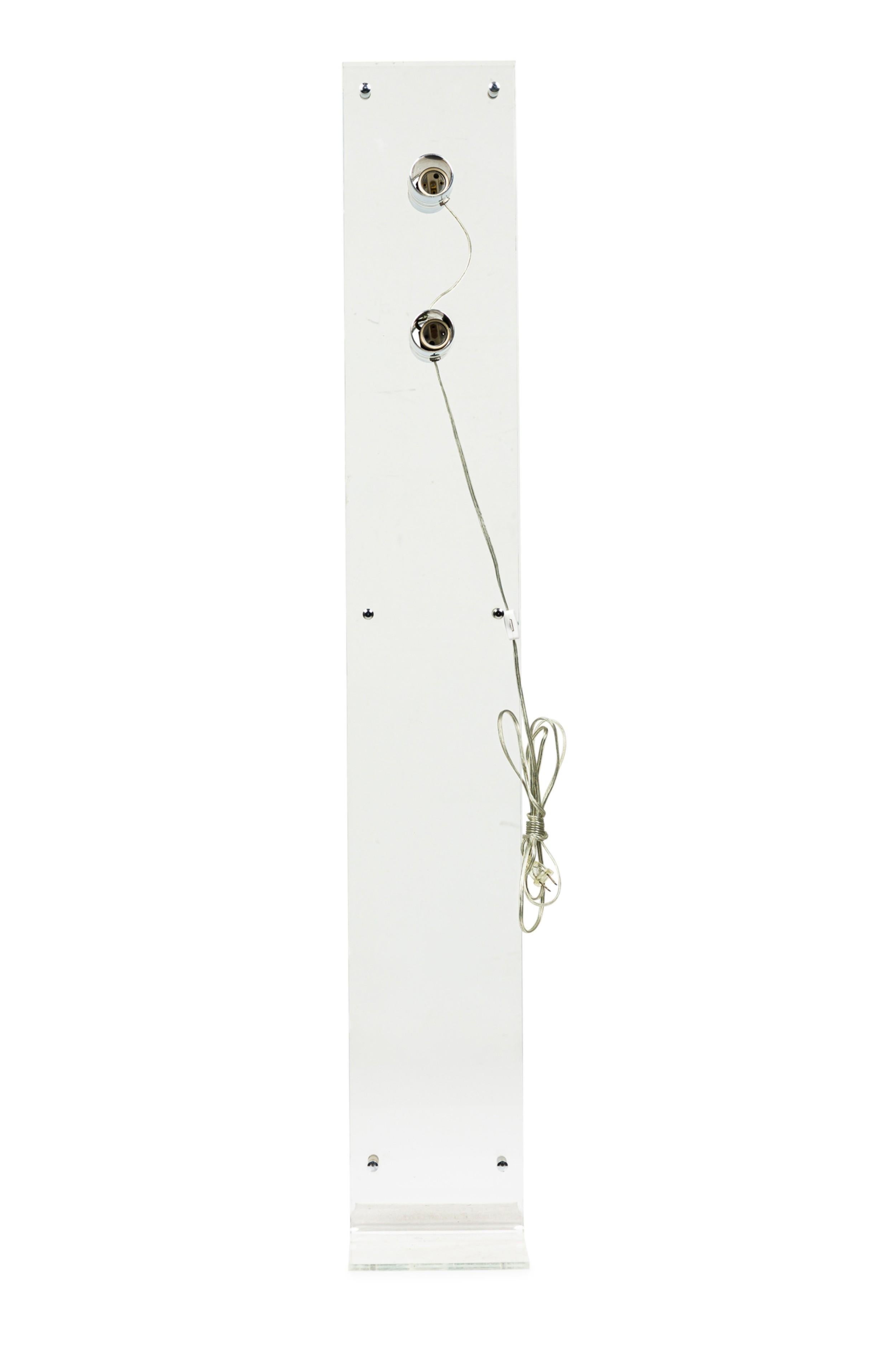 Amercian Modern Lucite and Chrome double sided 4 light rectangular shaped standing floor lamp, (Attributed to CHARLES HOLLIS JONES)