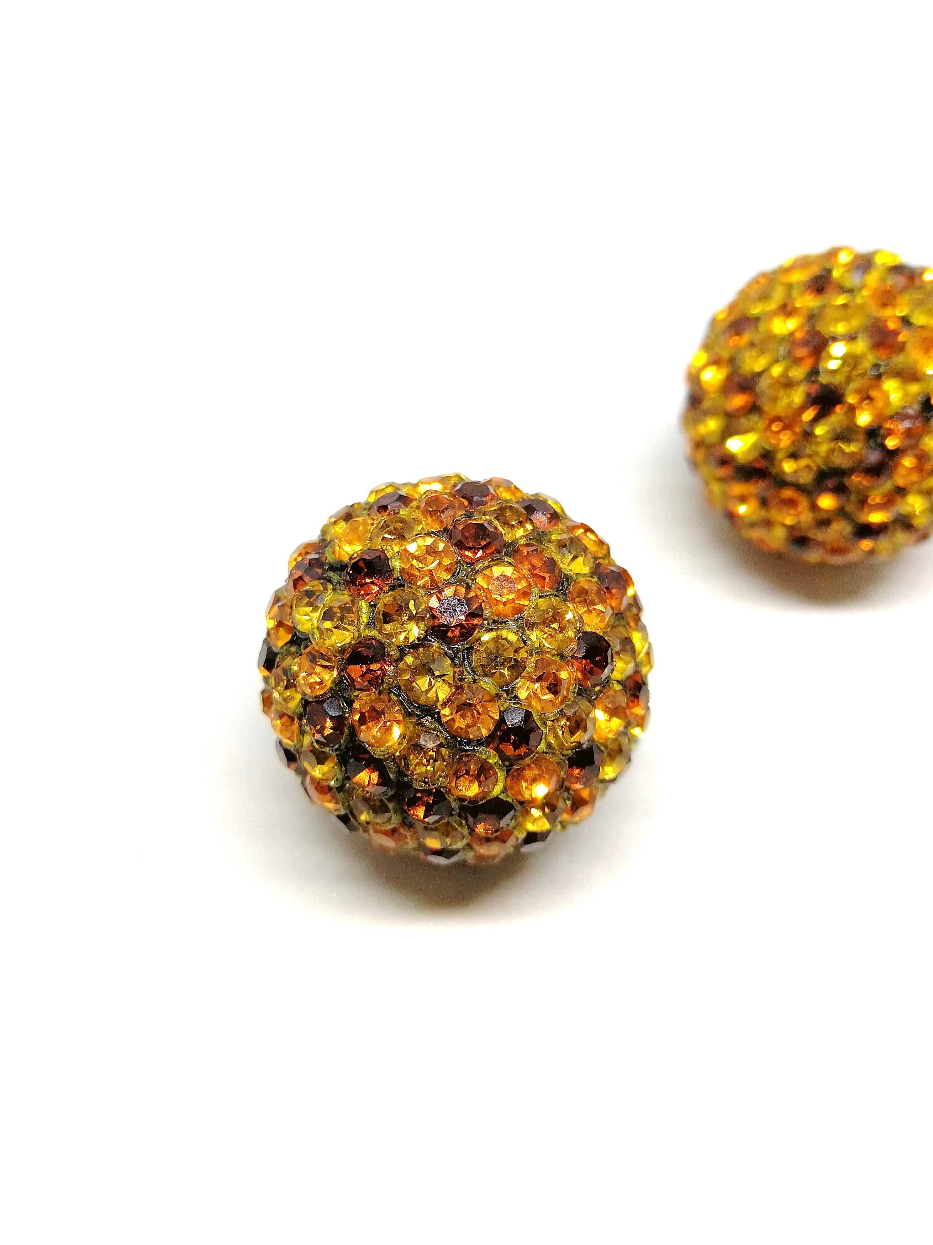 Lucite studded topaz paste 'ball' earrings, 1960s In Good Condition For Sale In Greyabbey, County Down