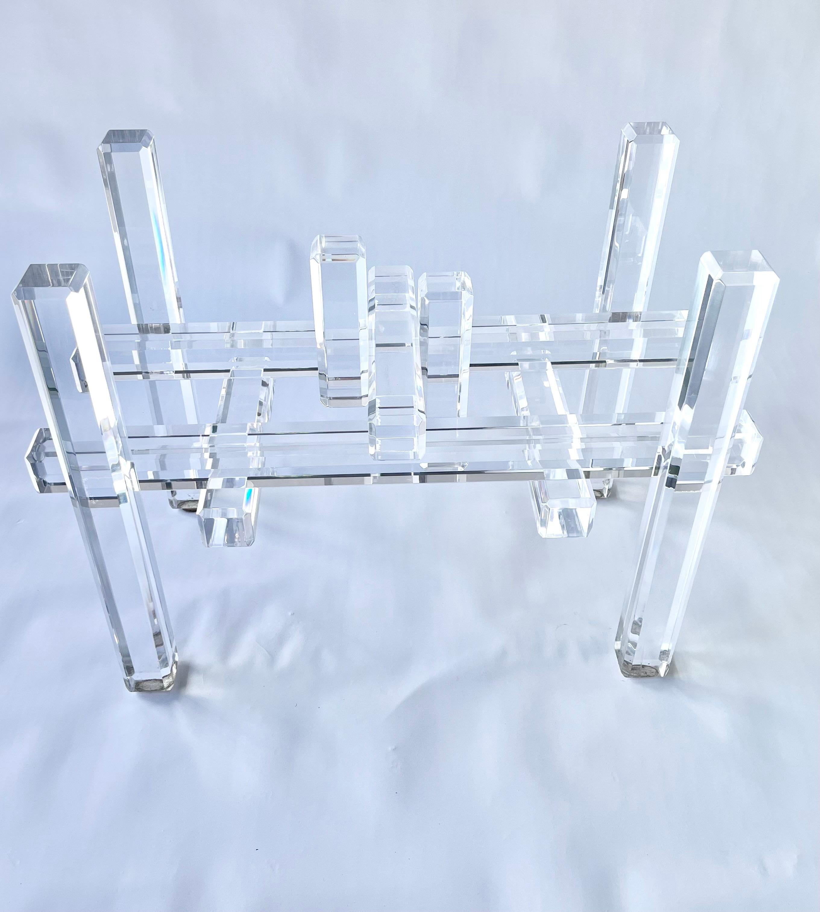 1970s Lucite Table Base for Desk or Dining Table. No glass top included.