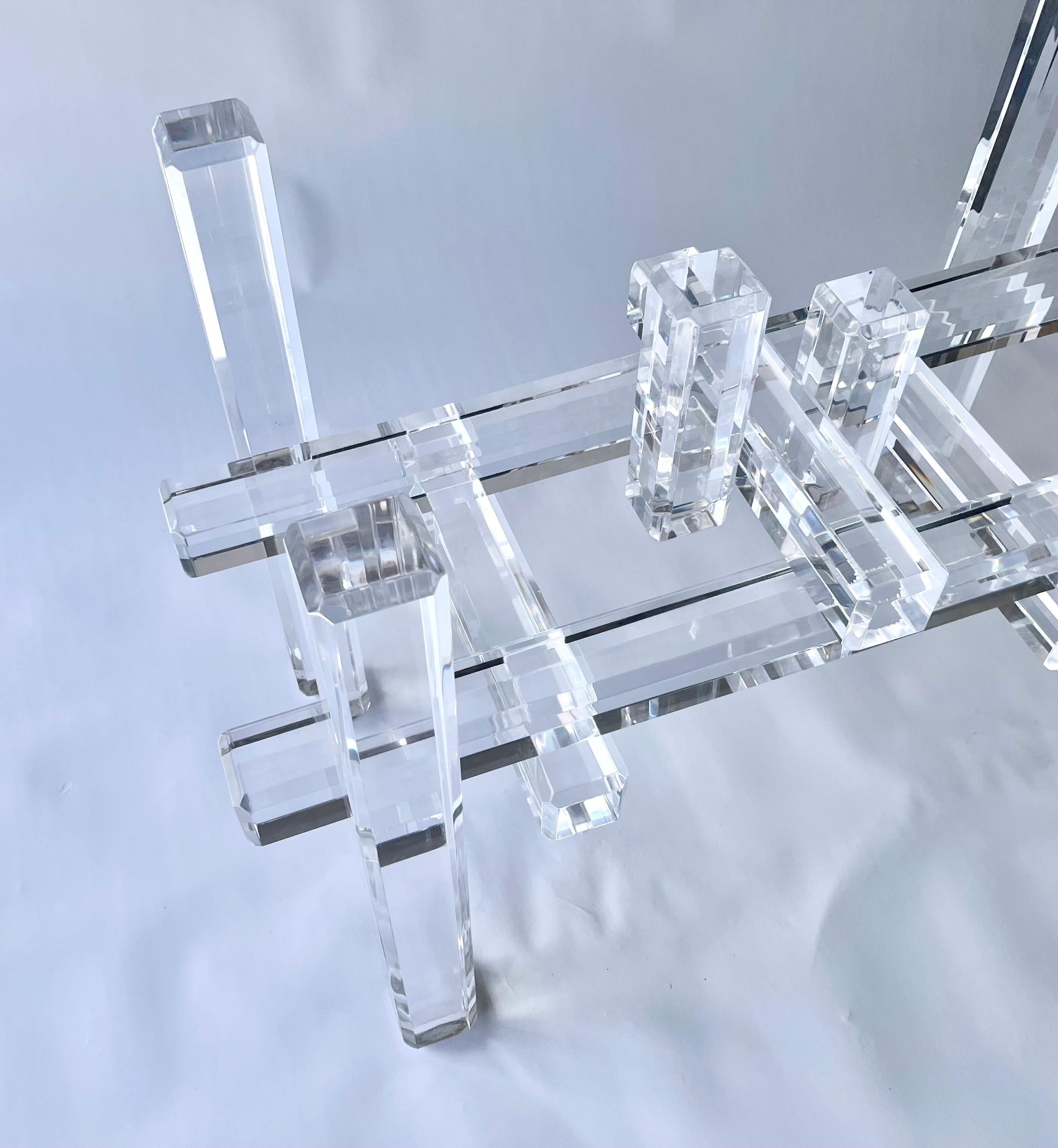 American Lucite Table Base Desk or Dining Table For Sale