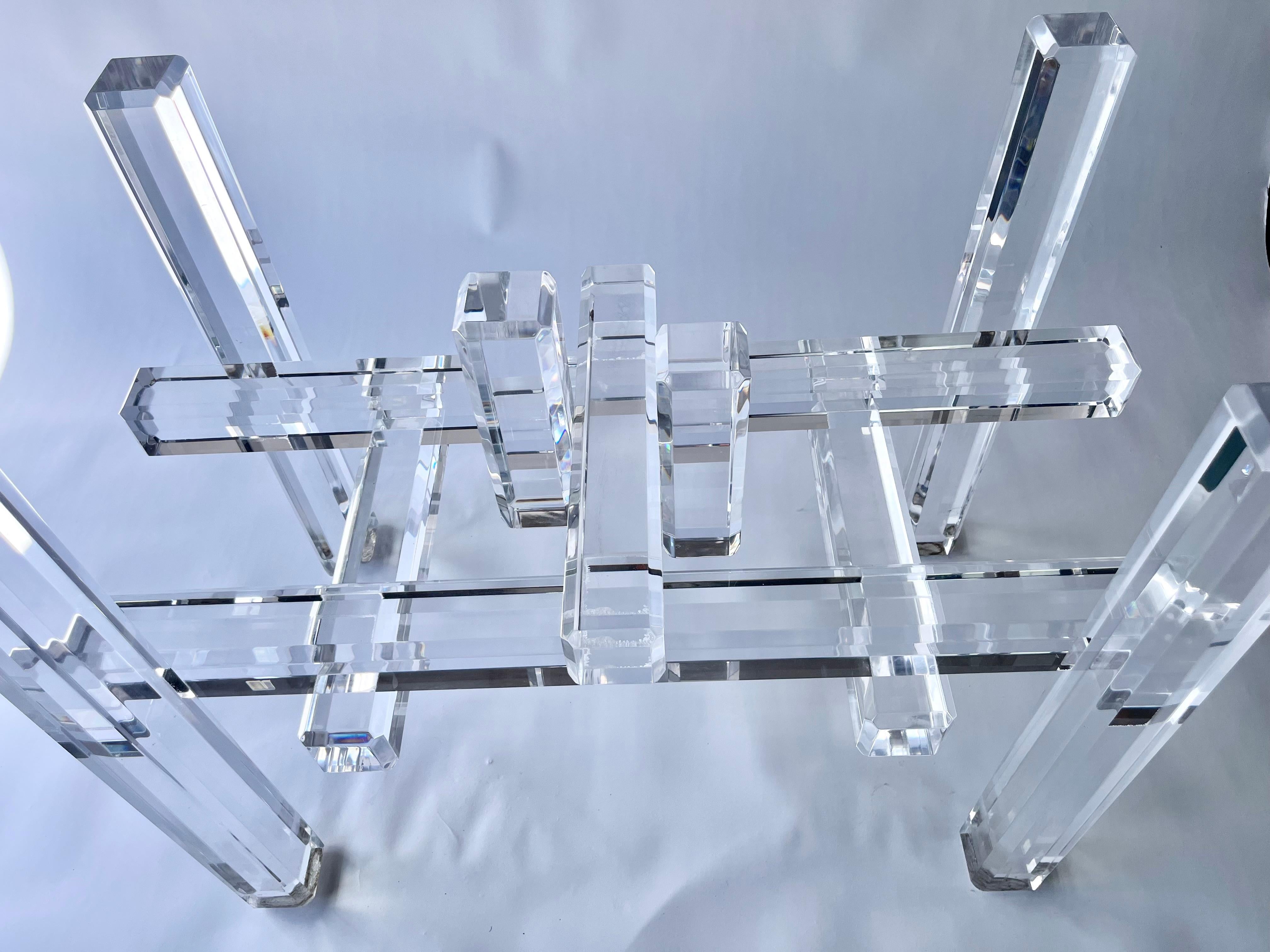 Lucite Table Base Desk or Dining Table In Good Condition For Sale In Miami, FL
