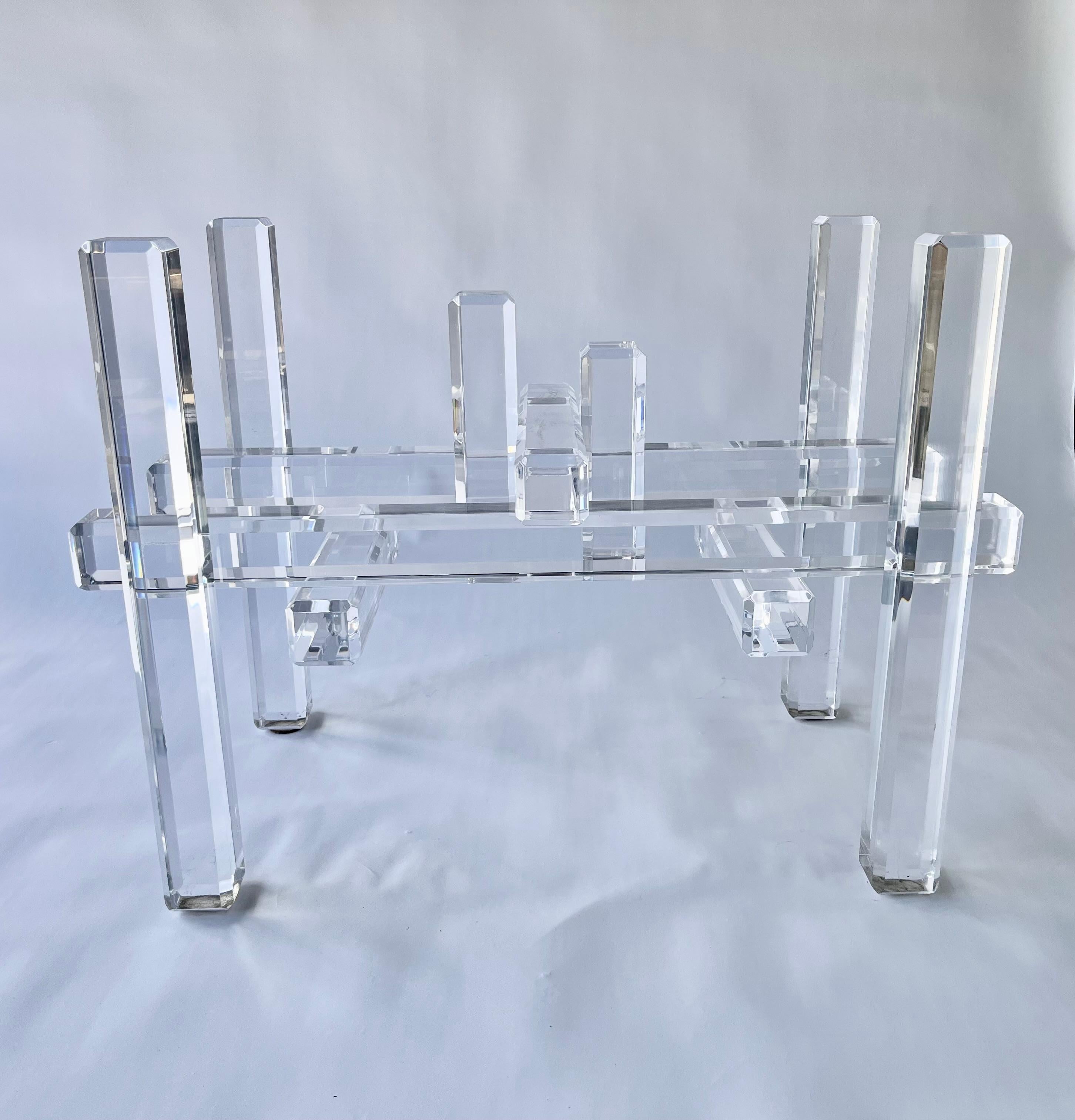 Late 20th Century Lucite Table Base Desk or Dining Table For Sale