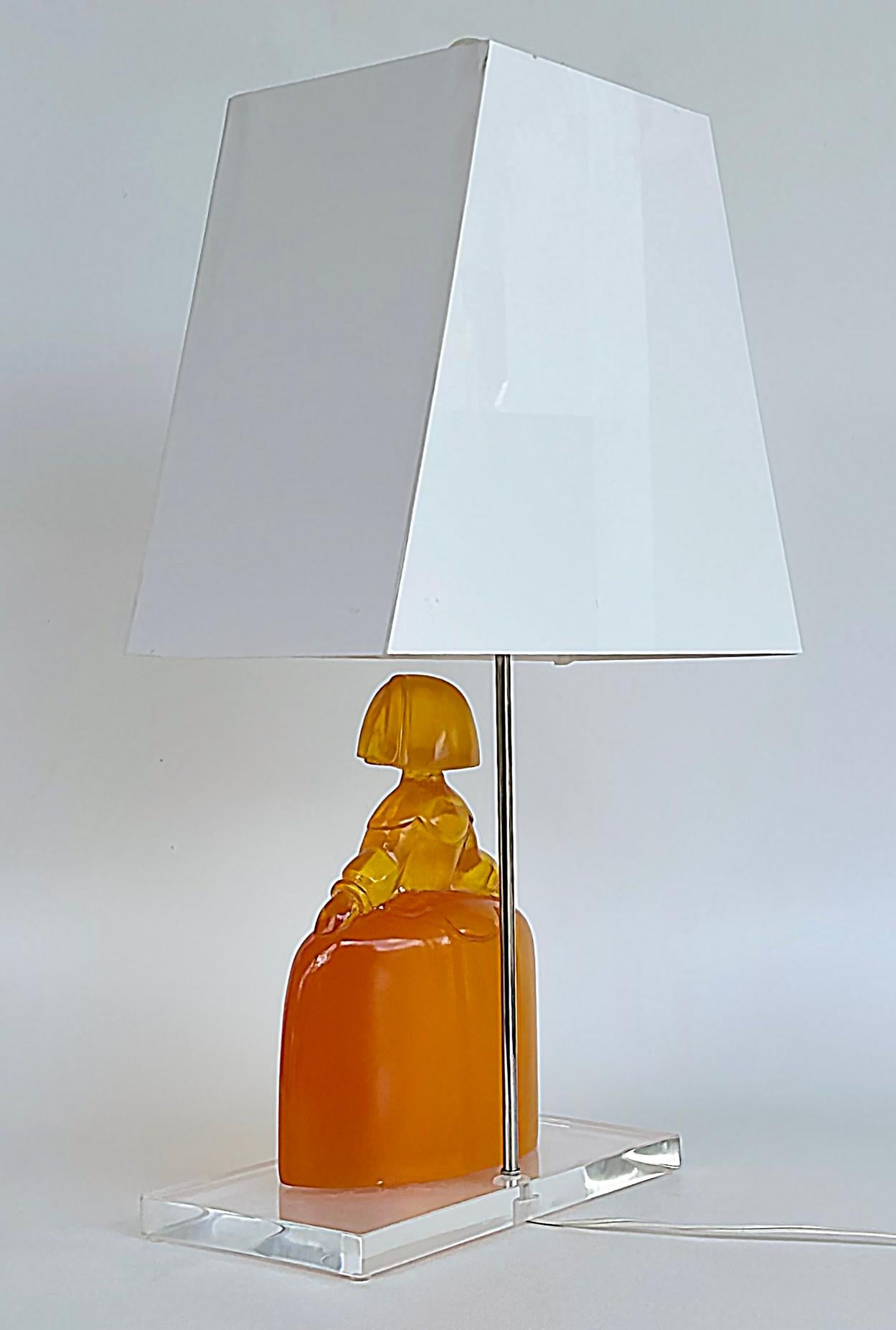 Metal Lucite Table Lamp After the Velázquez  Painting 