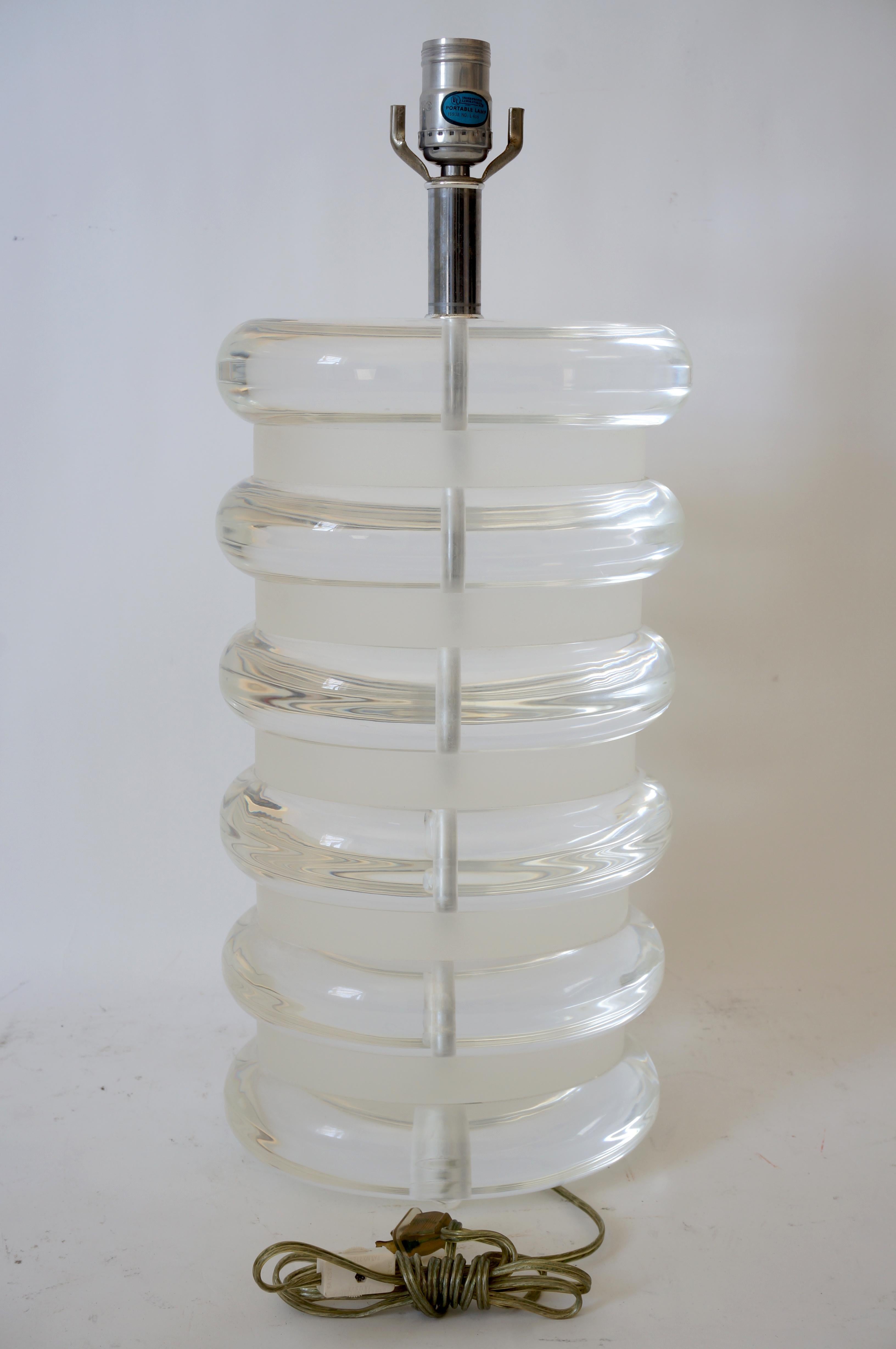 Polished Lucite Table Lamp by Bauer
