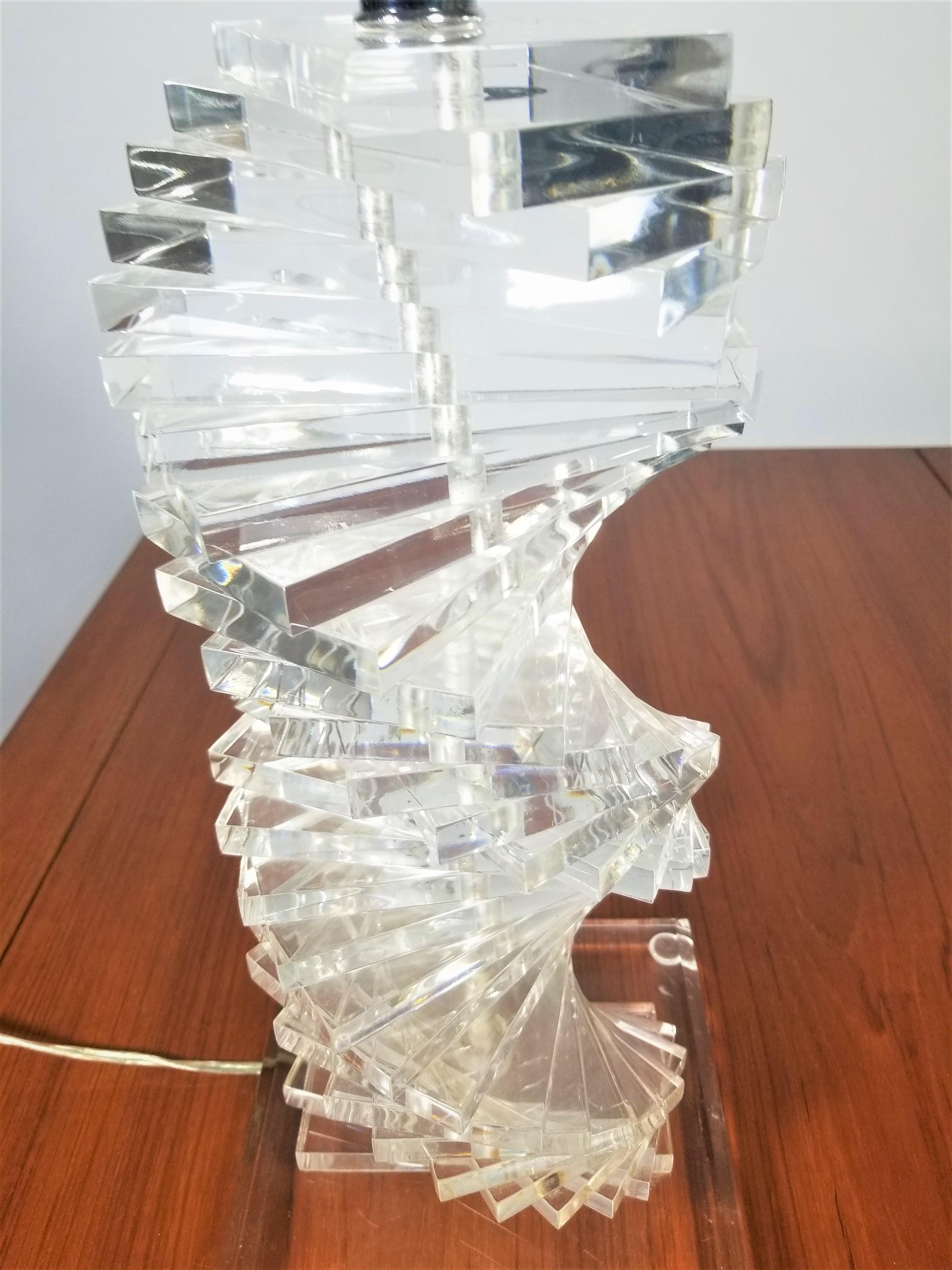 Lucite Table Lamp For Sale 1