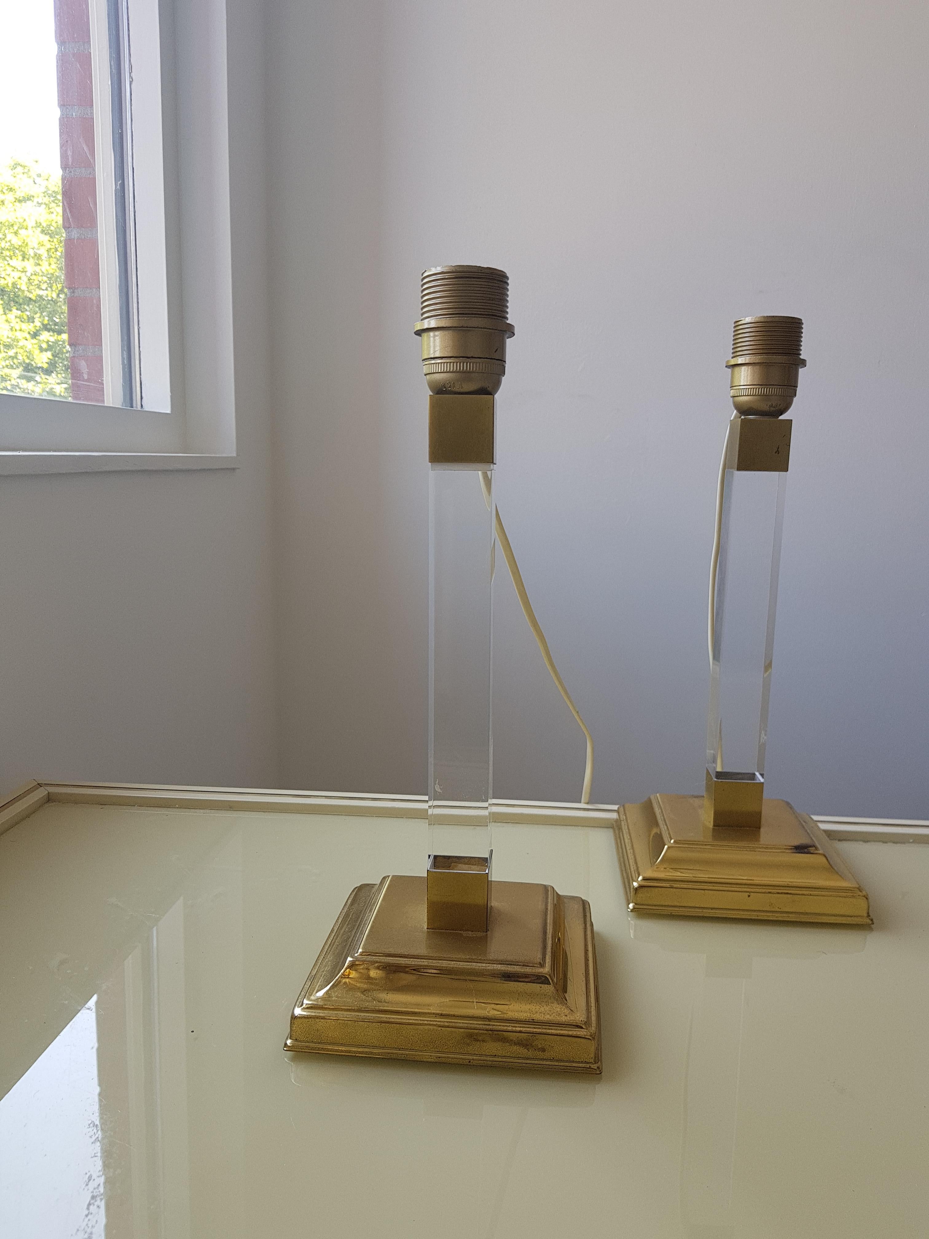 Acrylic  Vintage Hollywood Regency Lucite Table Lamps  1970s For Sale