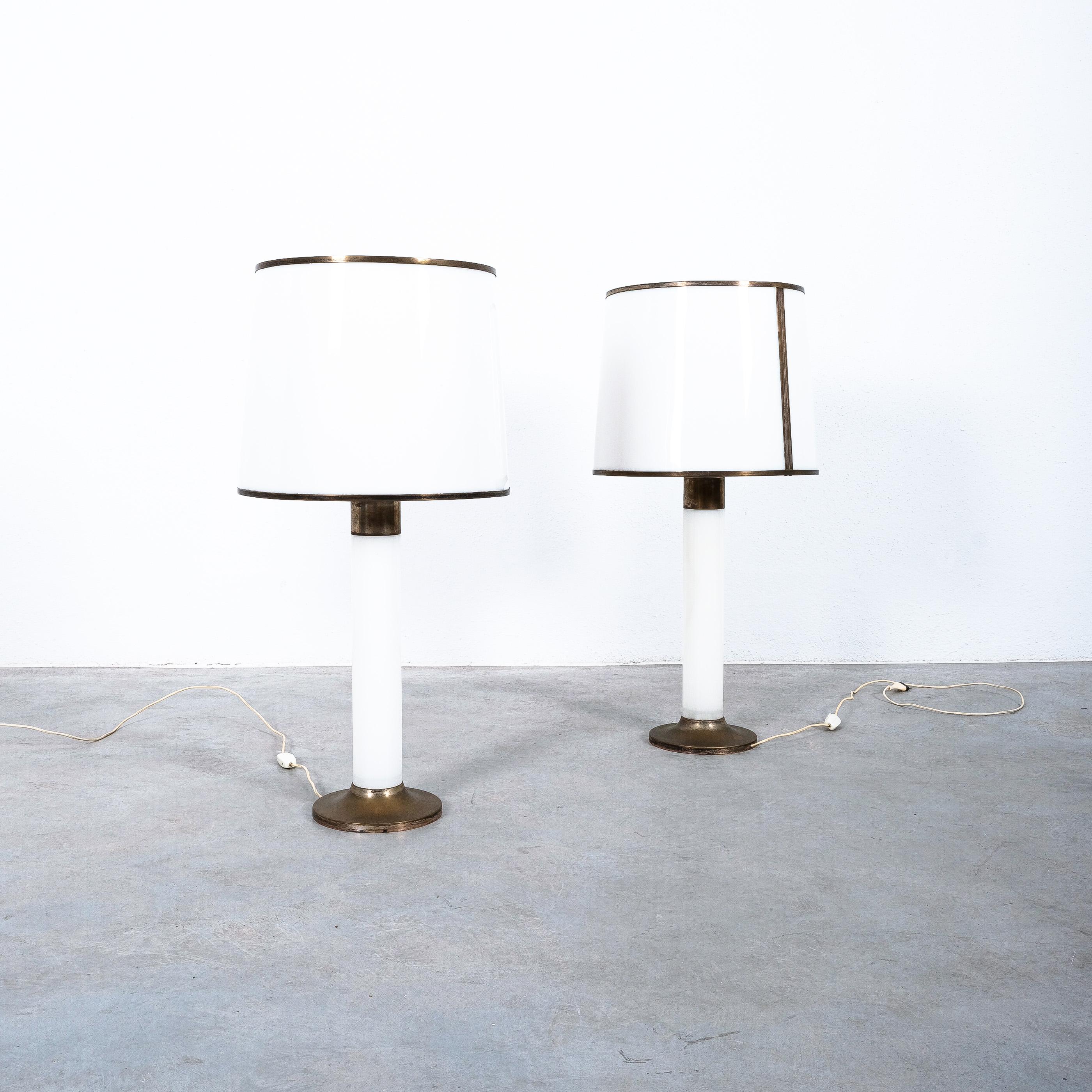 Lucite Table or Floor Lamp Giants White Perspex, Brass, Italy Mid-Century 1950s For Sale 1