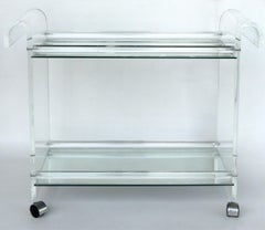 Mid-century Modern Lucite Tea or Bar Cart on Casters