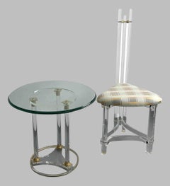 Lucite Telephone Table and Chair Hallway Waiting Area Set, Germany 1980s