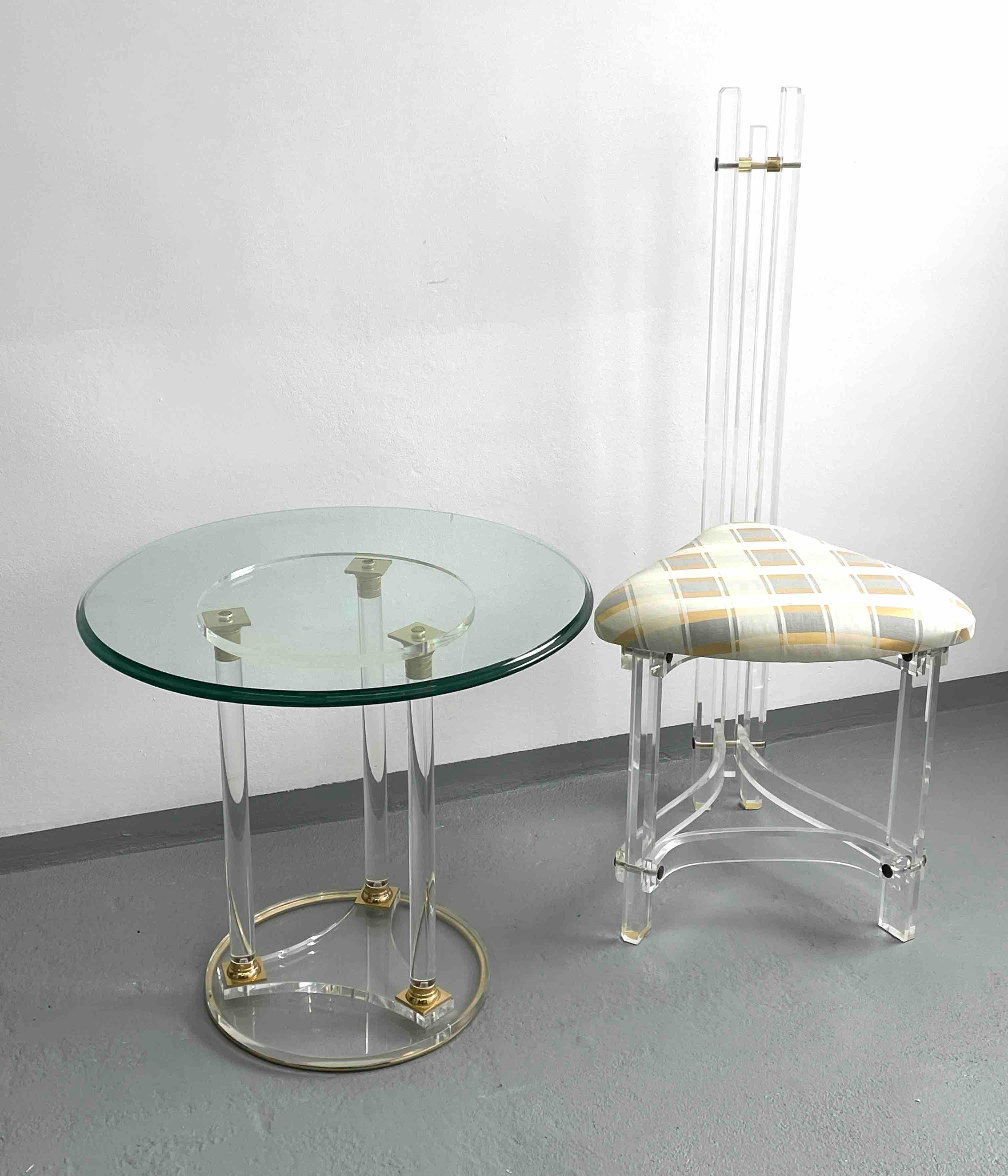 Modern Lucite Telephone Table and Chair Hallway Waiting Area Set, Germany 1980s For Sale