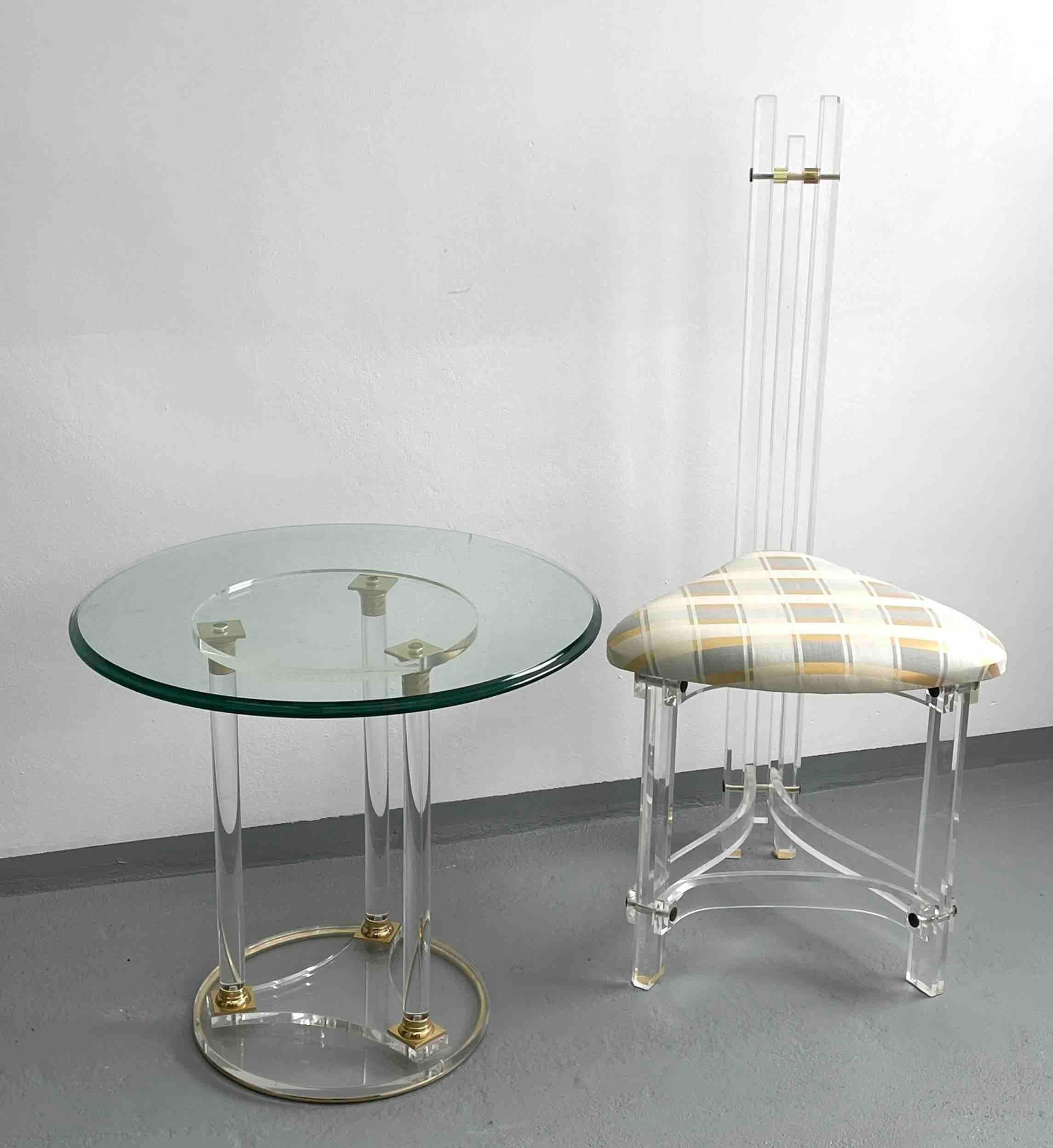 Lucite Telephone Table and Chair Hallway Waiting Area Set, Germany 1980s In Good Condition For Sale In Nuernberg, DE