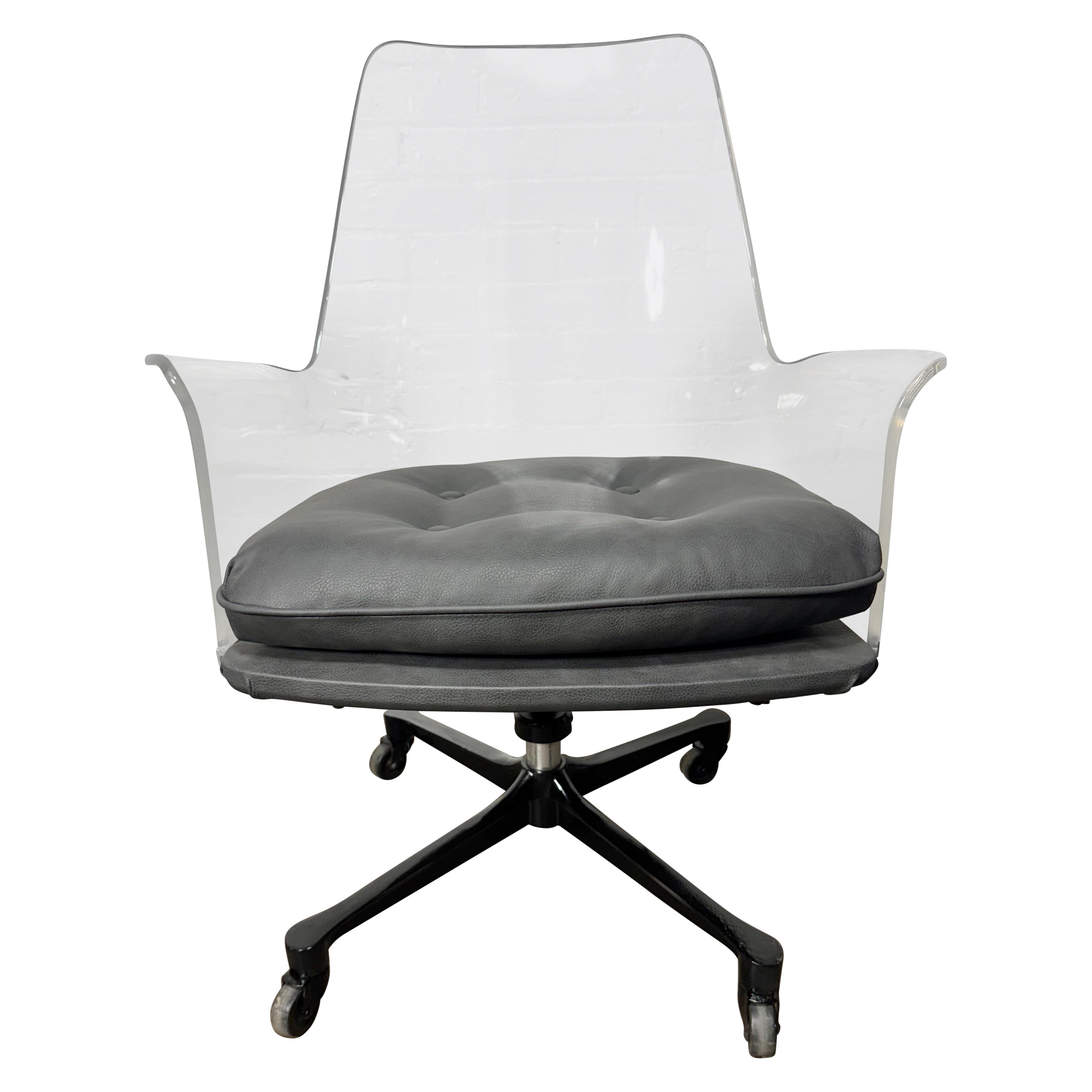 Lucite Tilt / Swivel Desk Chair For Sale