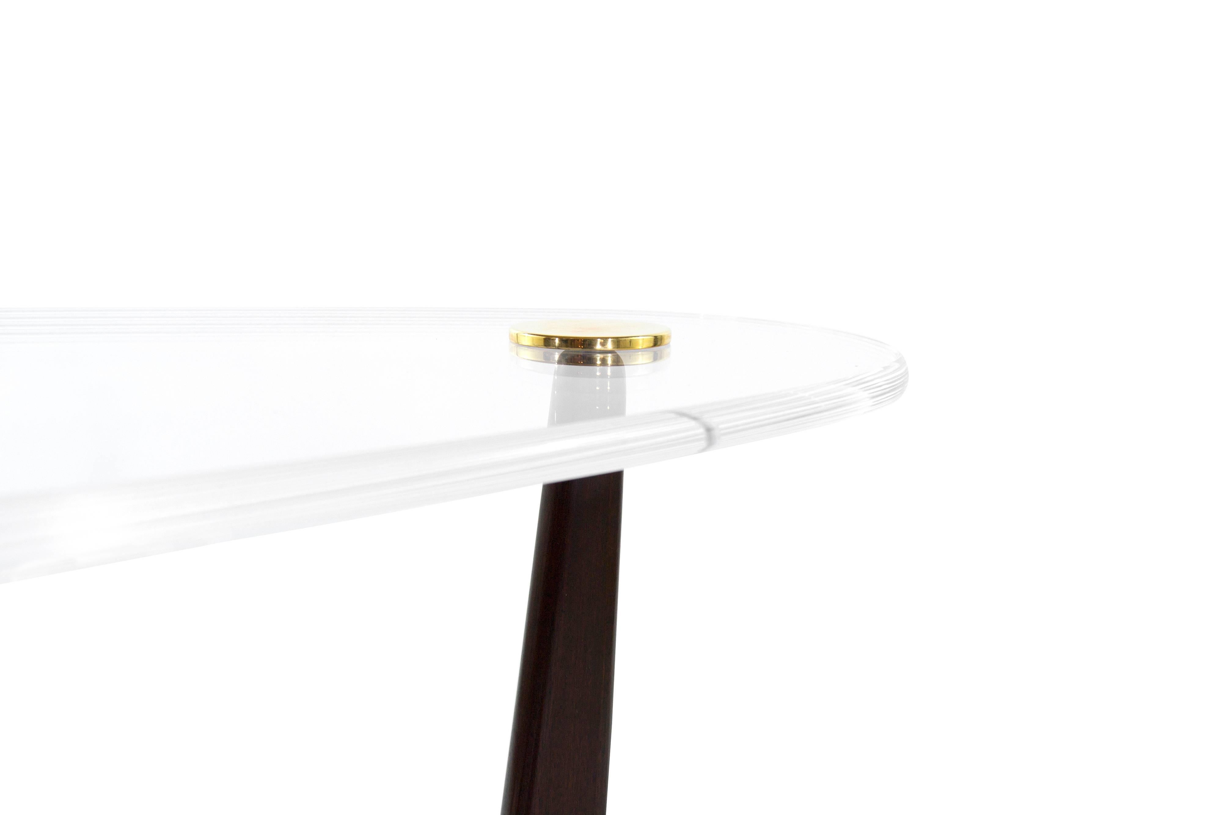 Brass Lucite Top Opalo Console Table