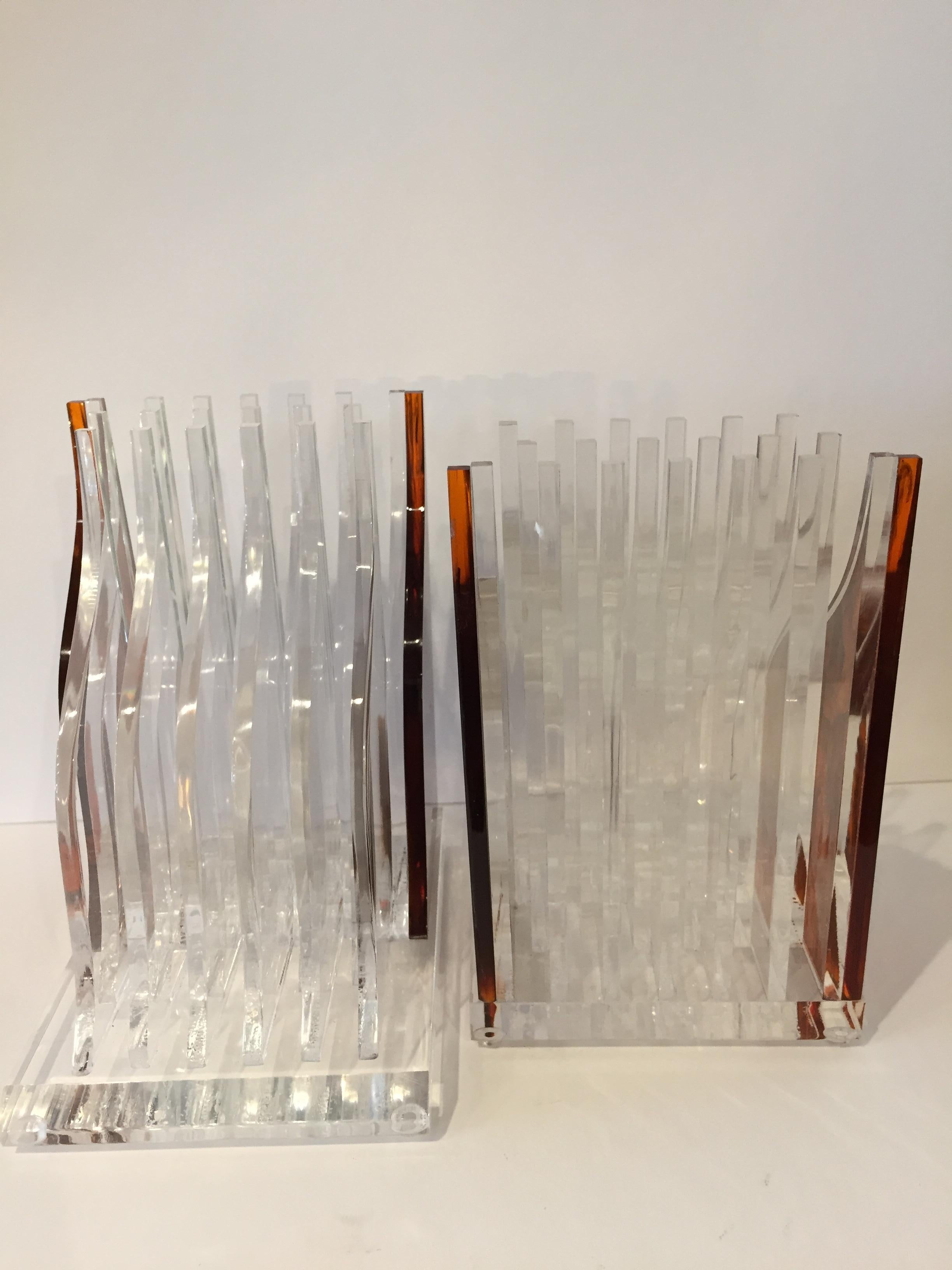 Lucite Tortoise Celluloid Streamline Book Ends For Sale 2