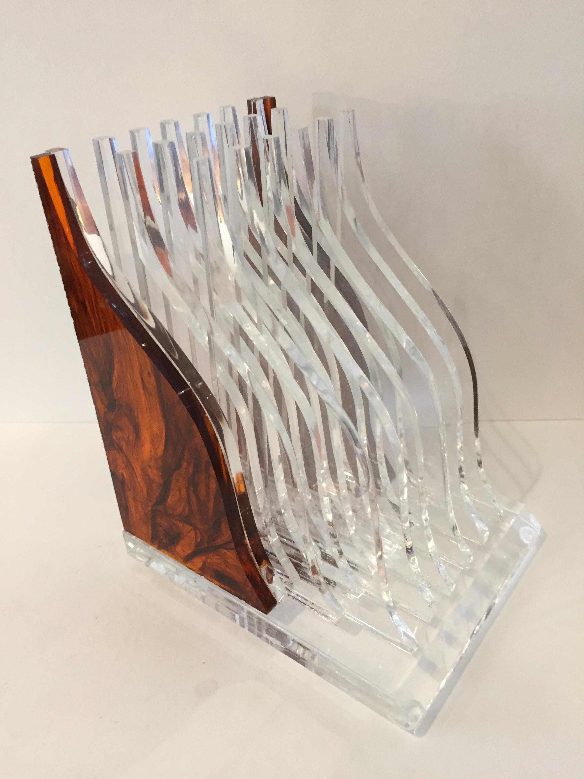 Lucite Tortoise Celluloid Streamline Book Ends In Excellent Condition For Sale In Westport, CT