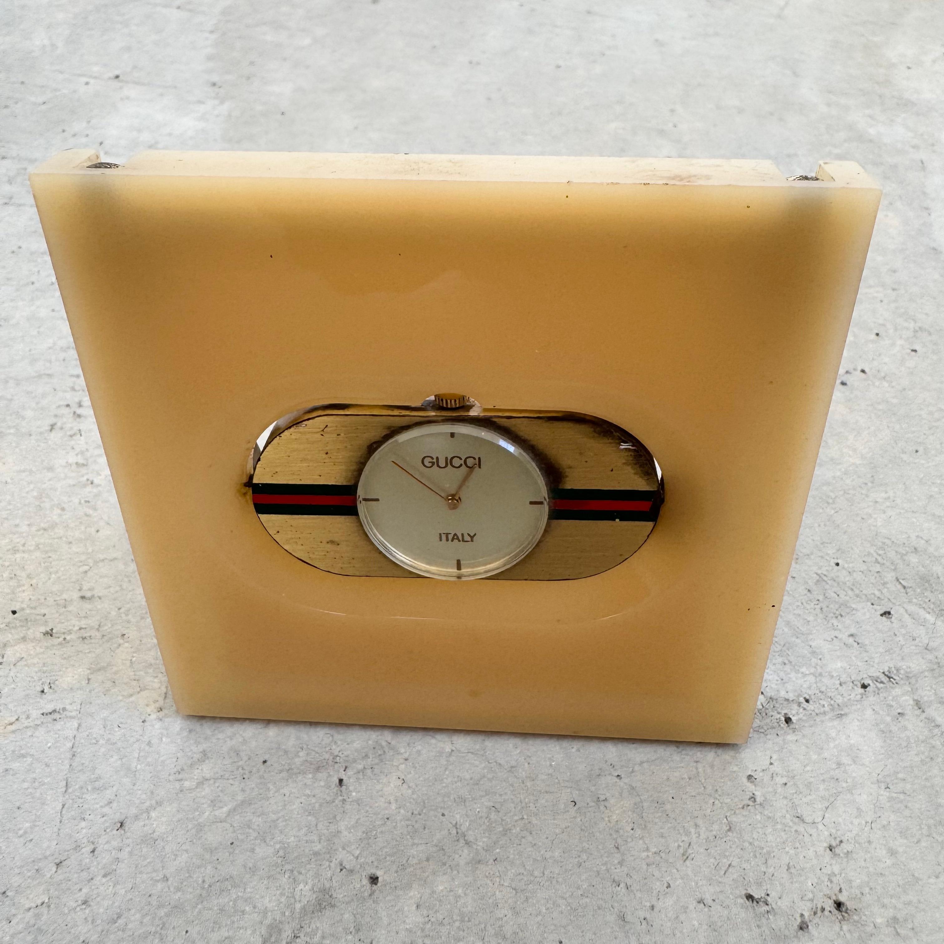 Mid-20th Century Lucite Travel Desk Clock by Gucci, 1960s Italy